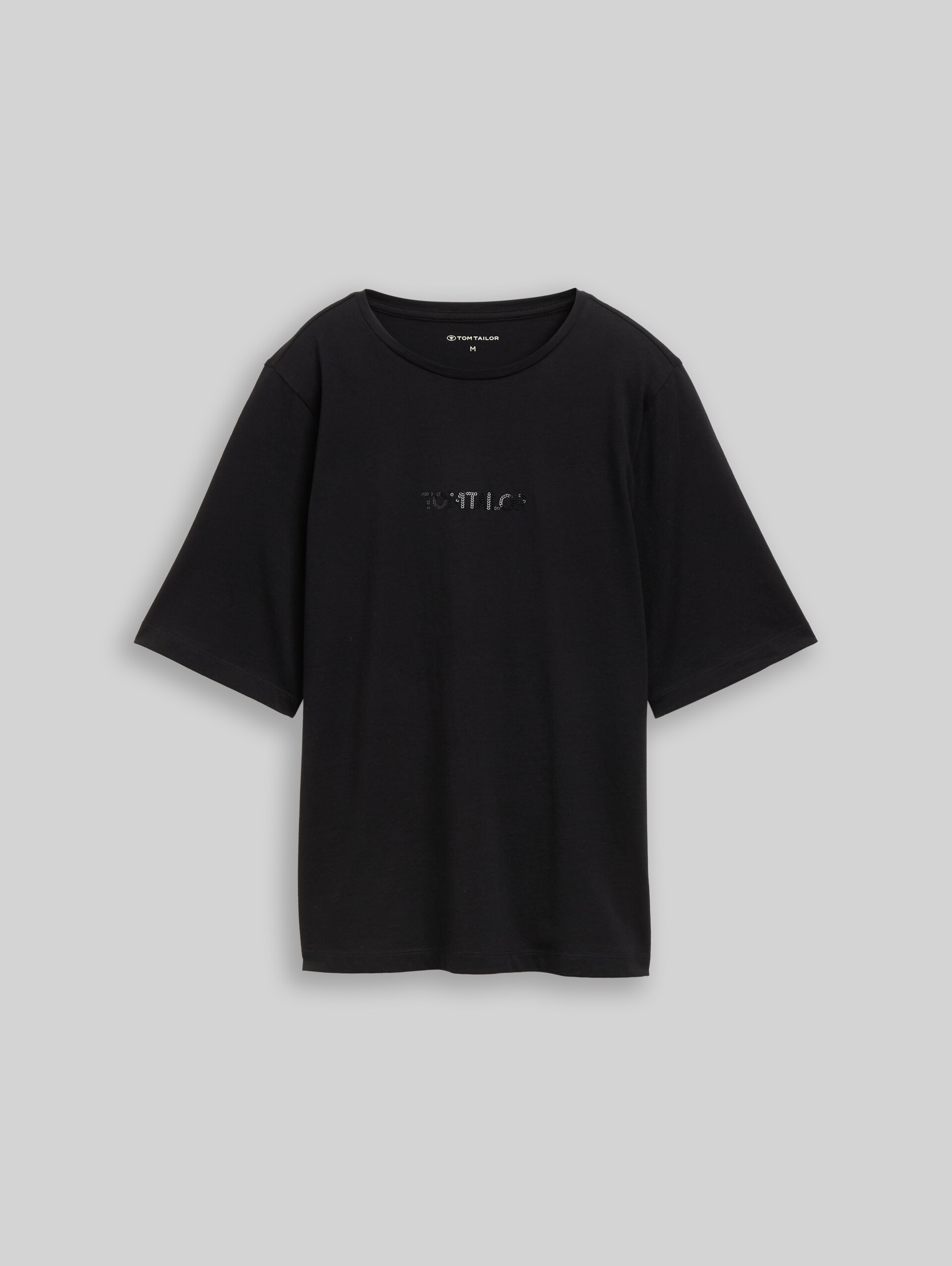 T-shirt coupe slim à paillettes - deep black - Vue de face du produit
