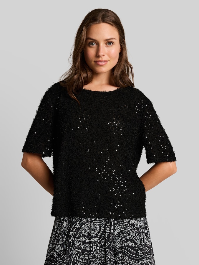 T-Shirt mit Pailletten von Women, deep black