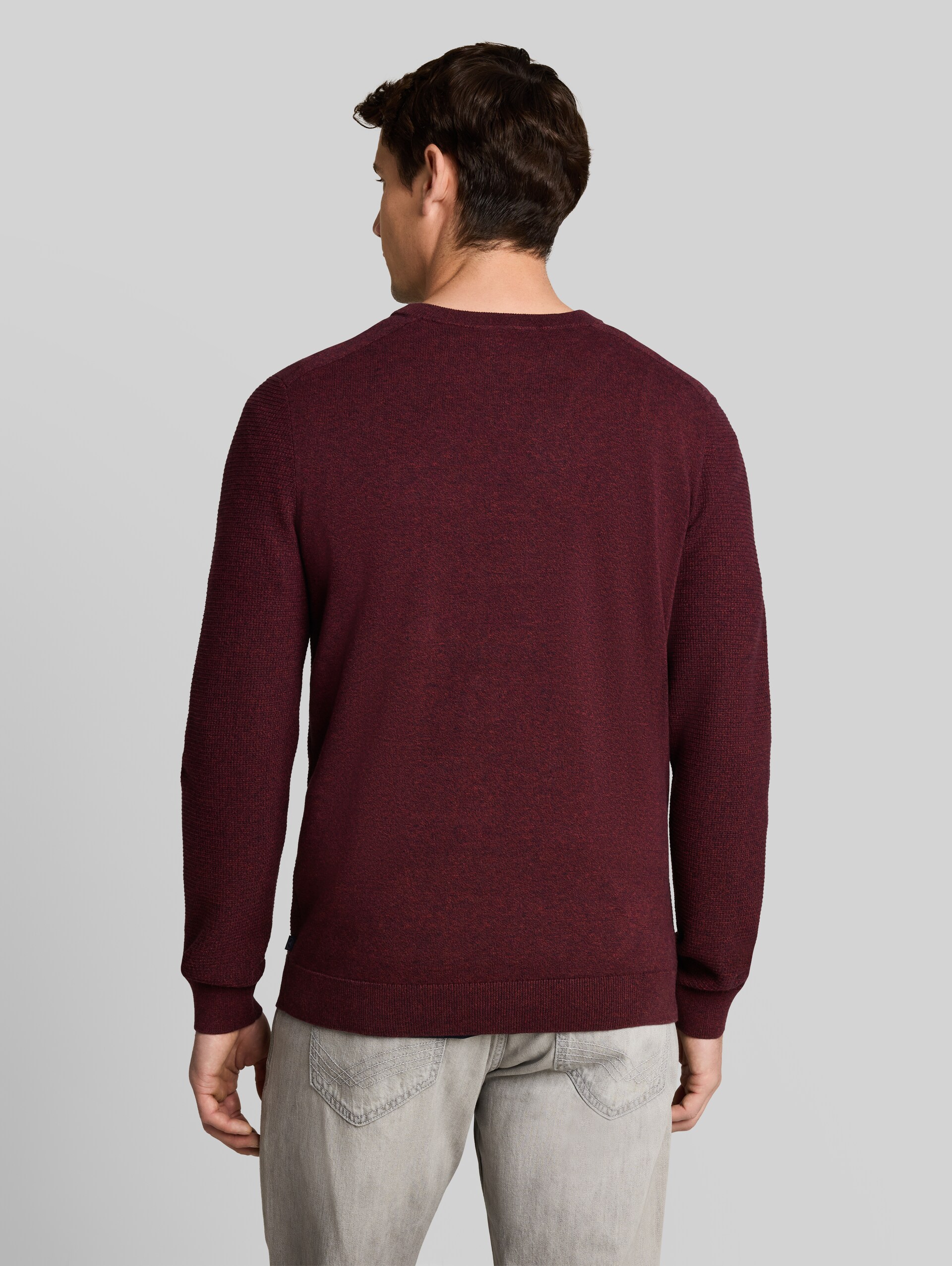 Strickpullover aus Baumwolle - red navy mouline