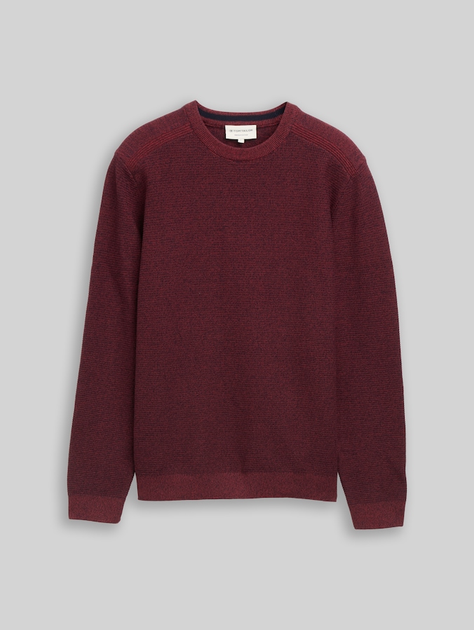 Strickpullover aus Baumwolle von Men, red navy mouline