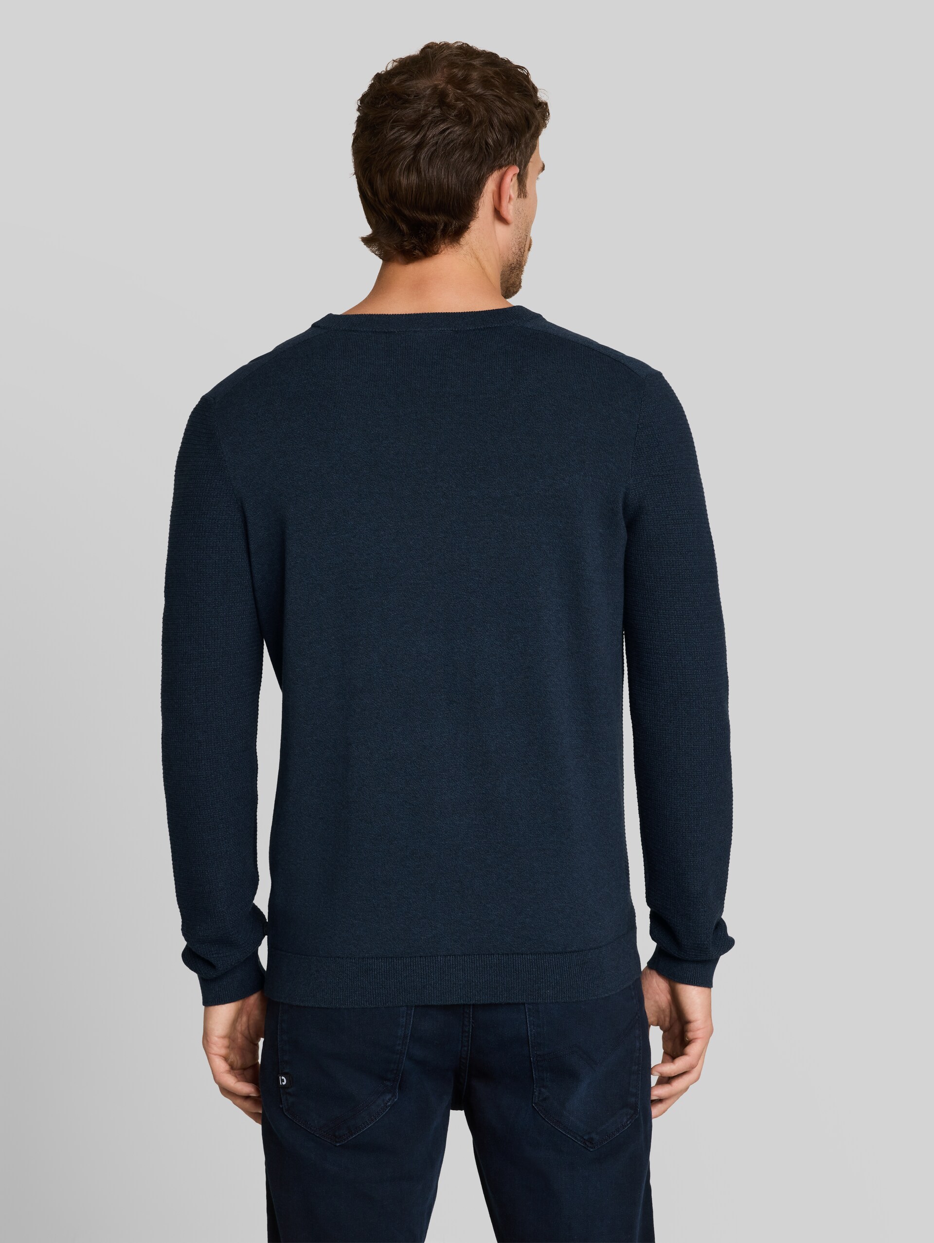Strickpullover aus Baumwolle - mouline blue navy