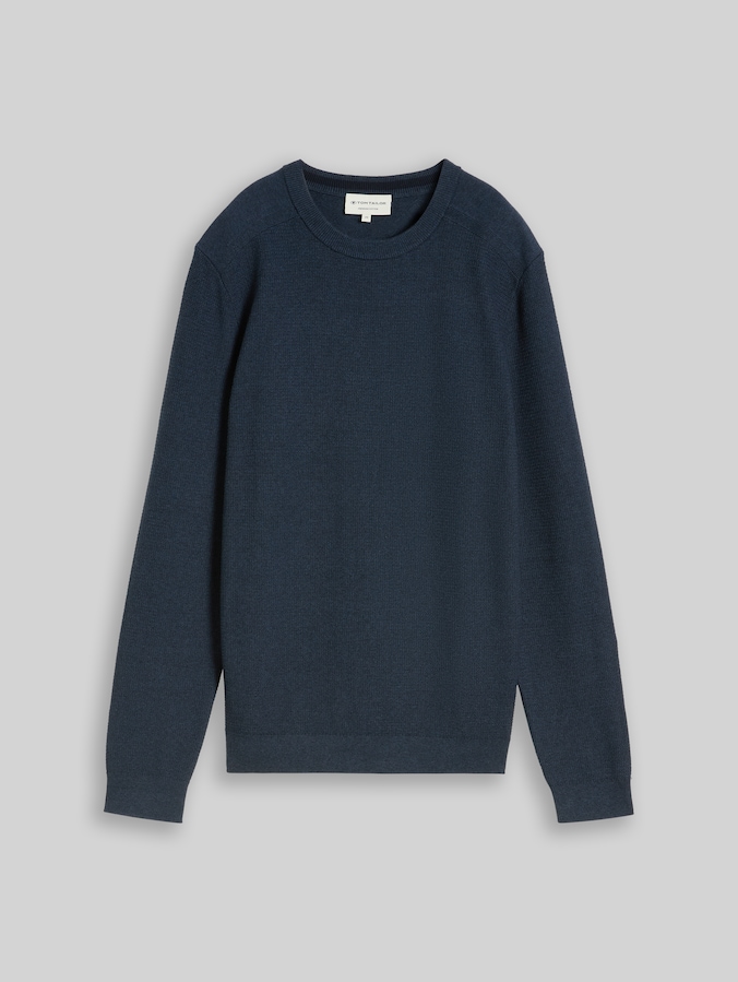Strickpullover aus Baumwolle von Men, mouline blue navy