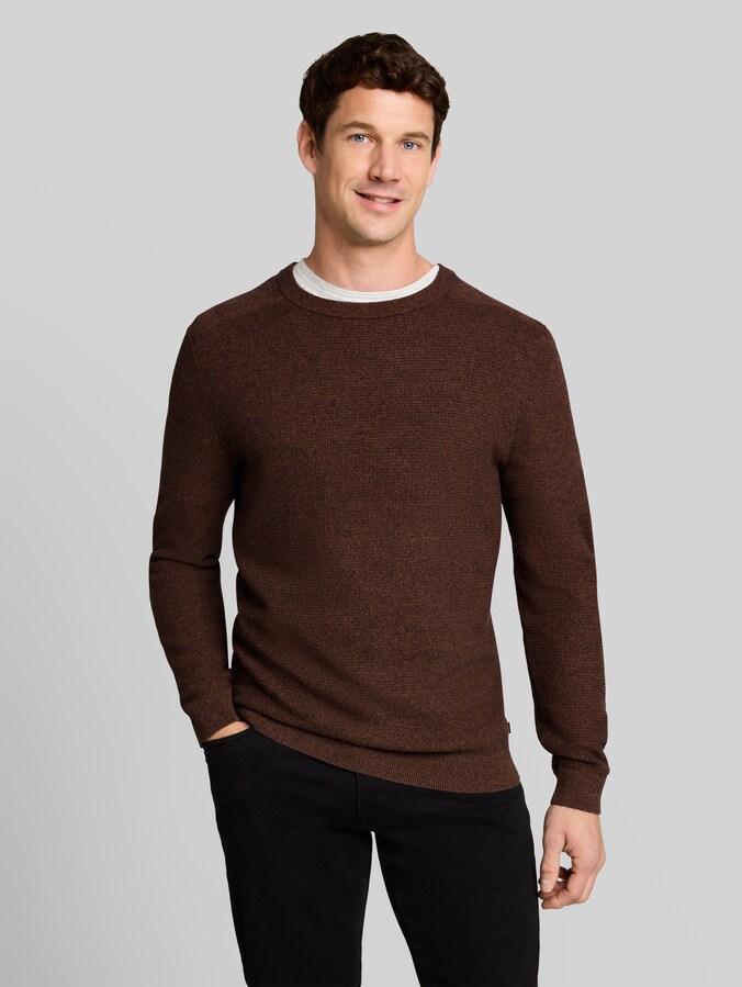 Strickpullover aus Baumwolle von Men, mouline camel navy