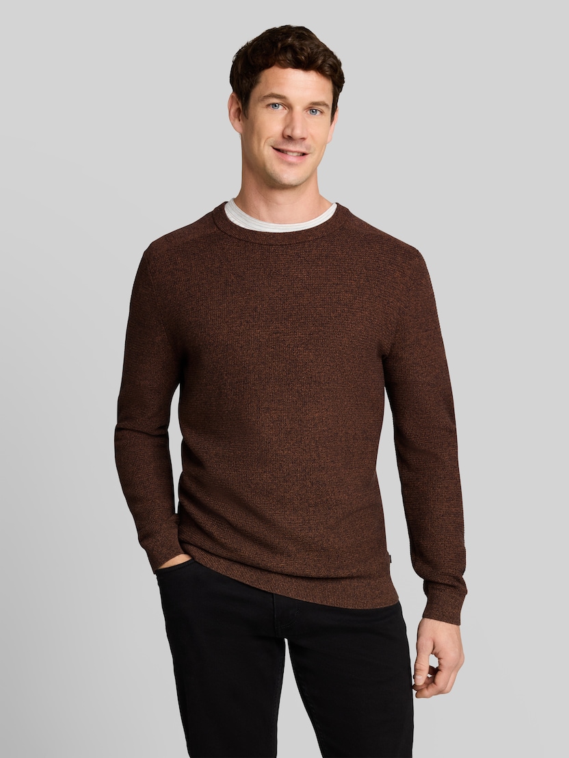 Strickpullover aus Baumwolle von Men, mouline camel navy