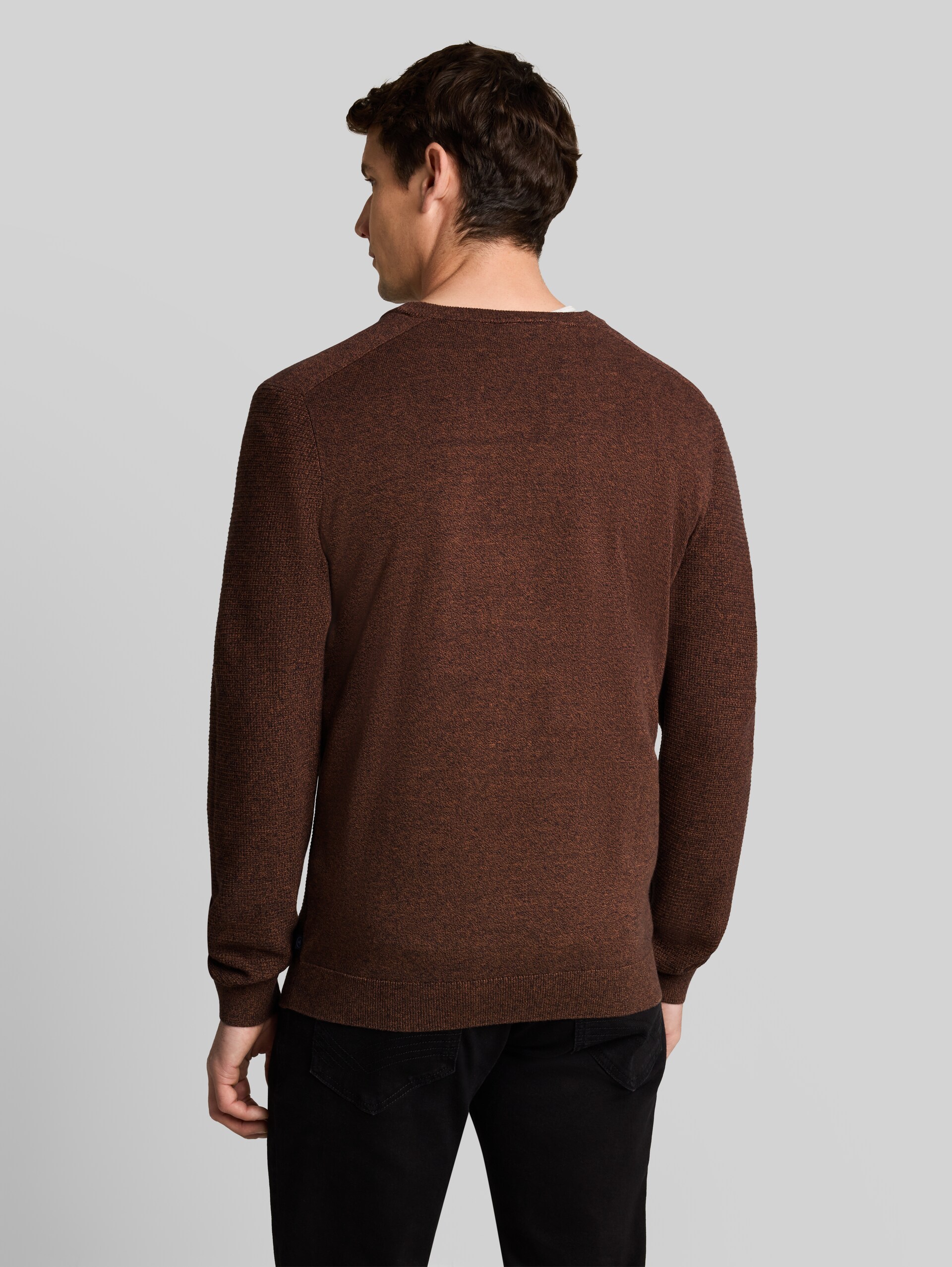 Strickpullover aus Baumwolle - mouline camel navy