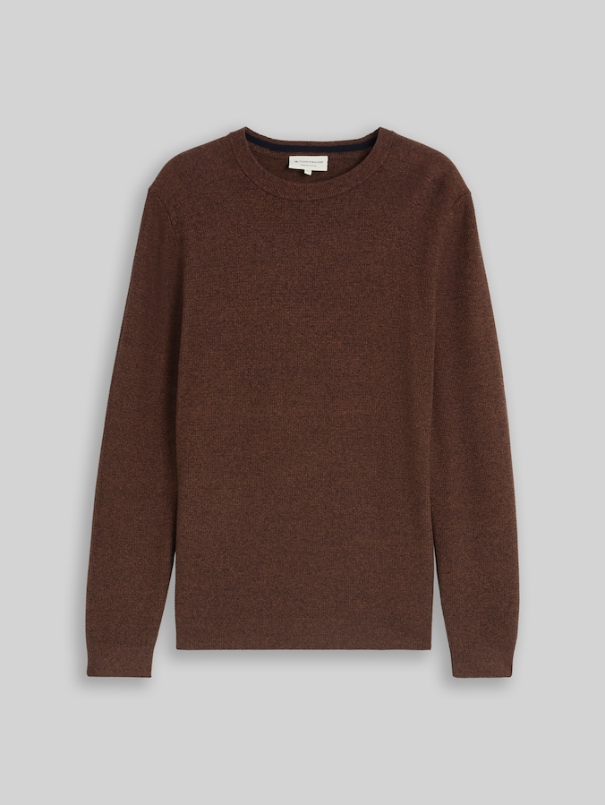 Strickpullover aus Baumwolle von Men, mouline camel navy