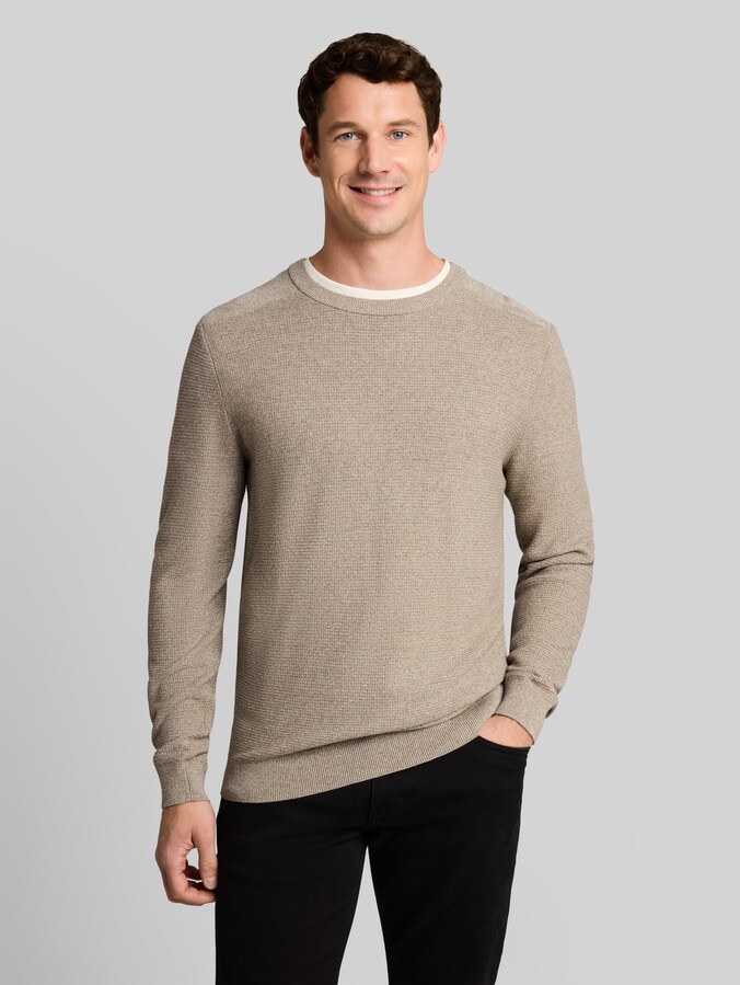 Strickpullover aus Baumwolle von Men, mouline taupe offwhite