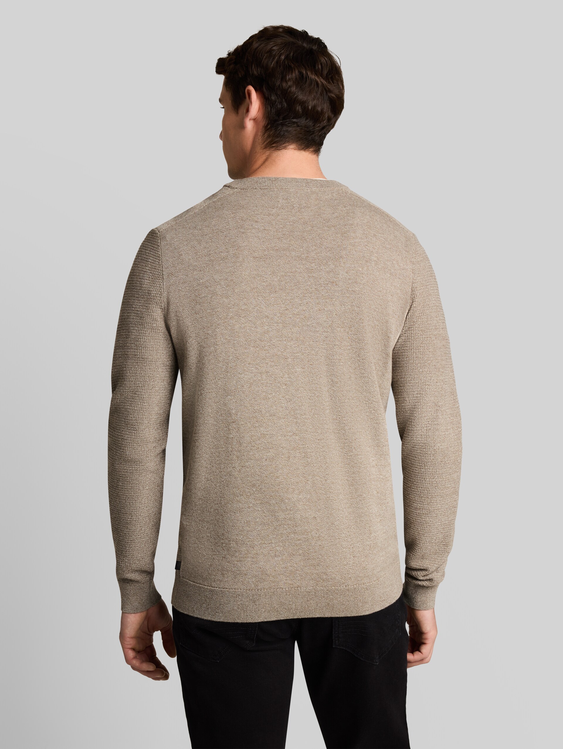 Strickpullover aus Baumwolle - mouline taupe offwhite