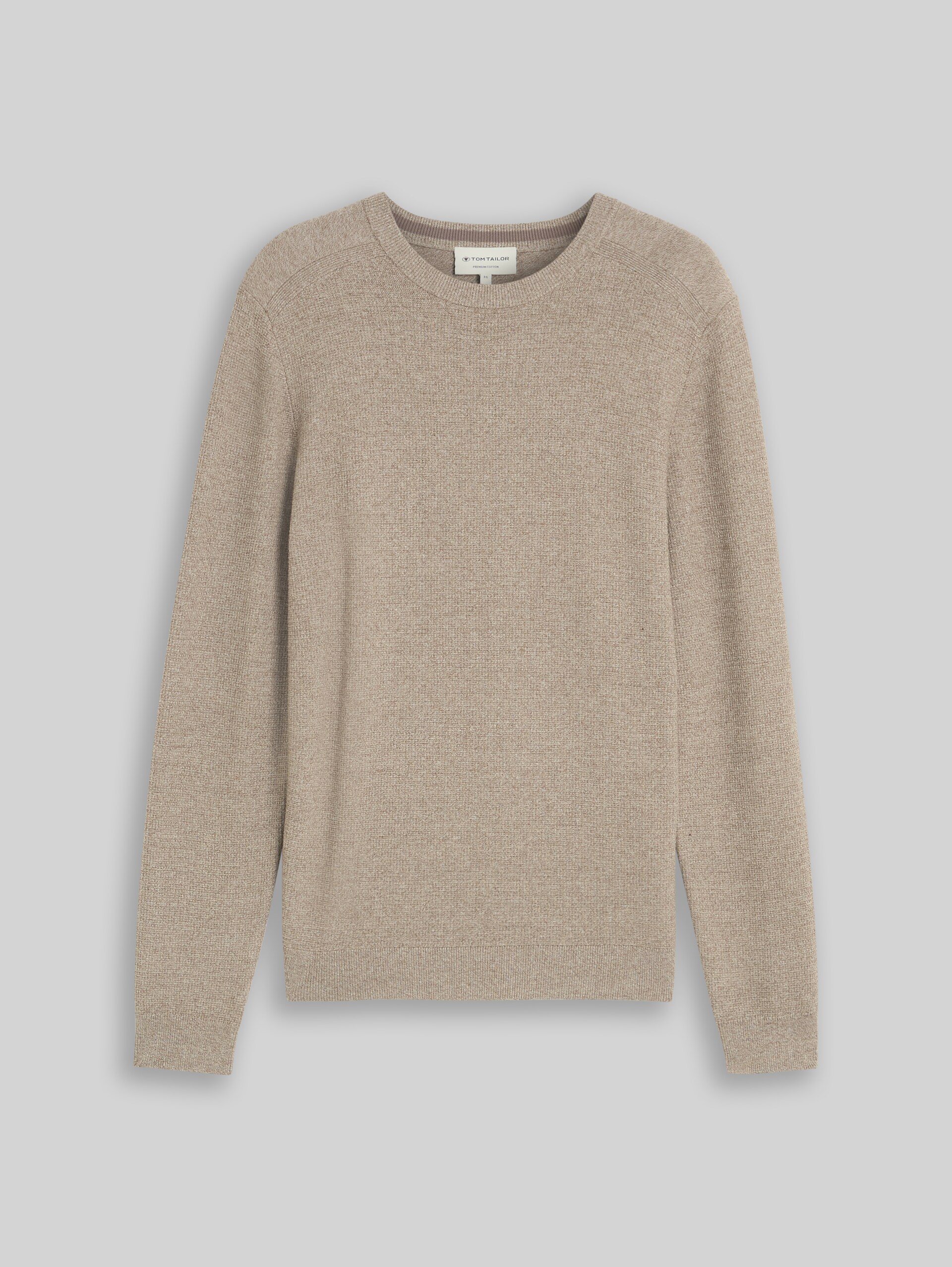 Strickpullover aus Baumwolle - mouline taupe offwhite