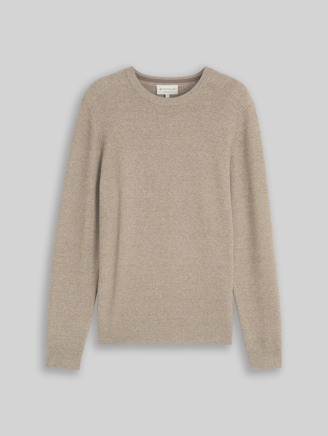 Strickpullover aus Baumwolle von Men, mouline taupe offwhite