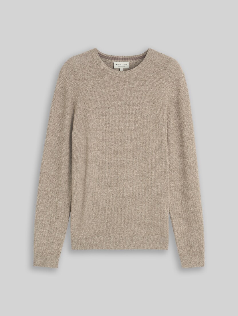Strickpullover aus Baumwolle von Men, mouline taupe offwhite