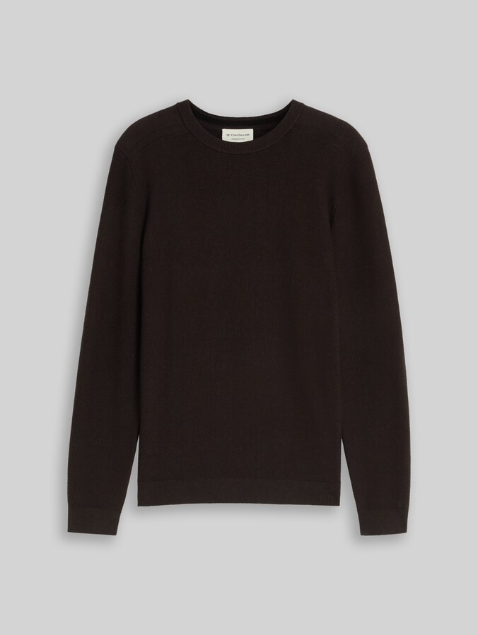 Gebreide trui van katoen door Men, mouline brown black