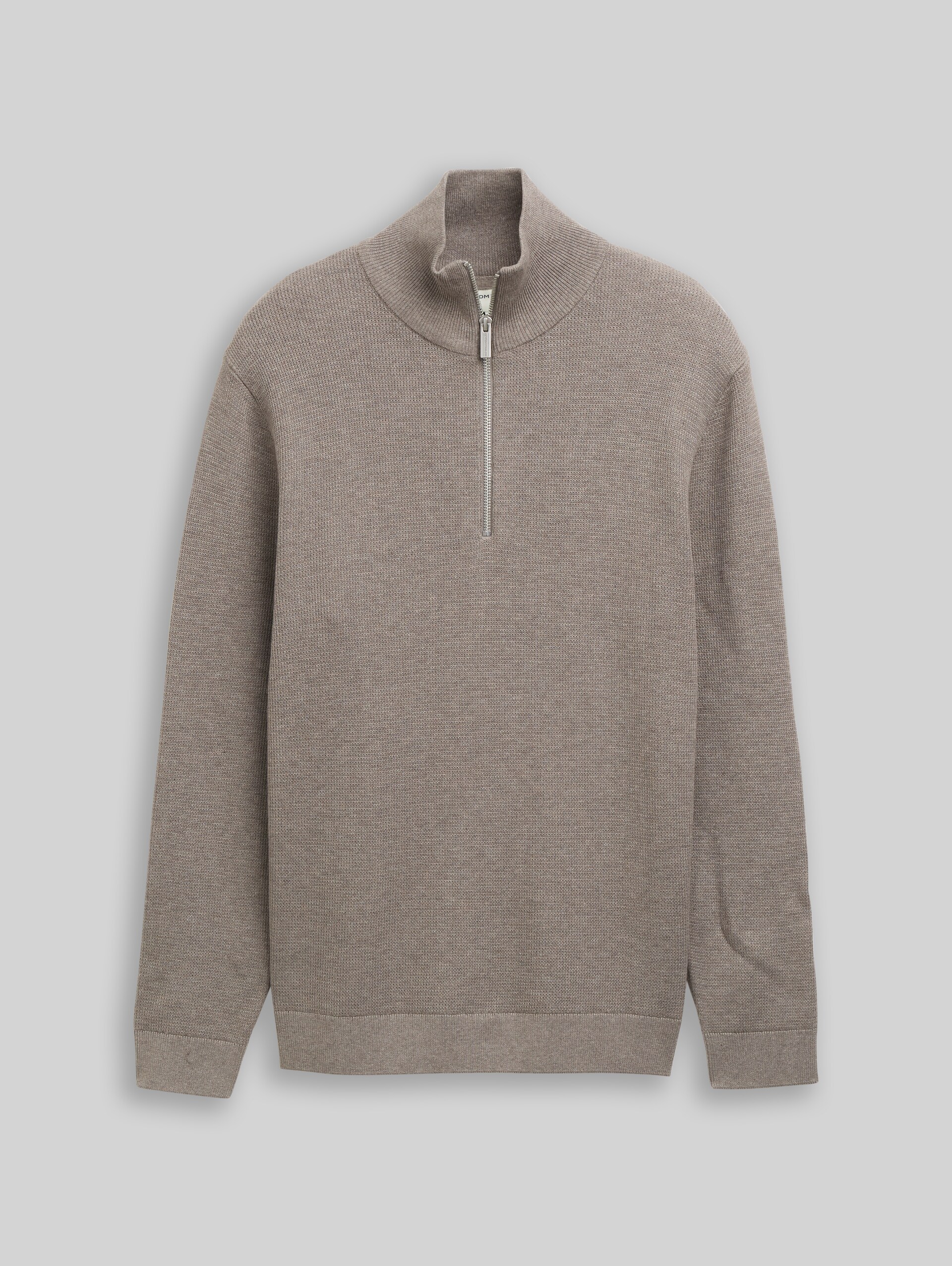 Troyer-trui van katoen - Driftwood Taupe Melangé