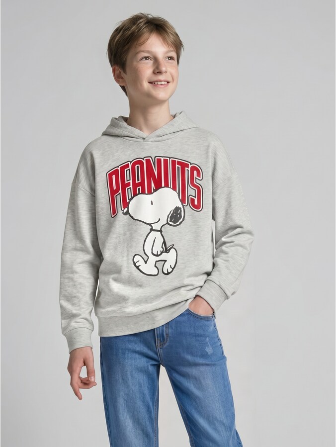 Oversized hoodie met Snoopy-print door Teen Boys, Light Stone Grey Melange