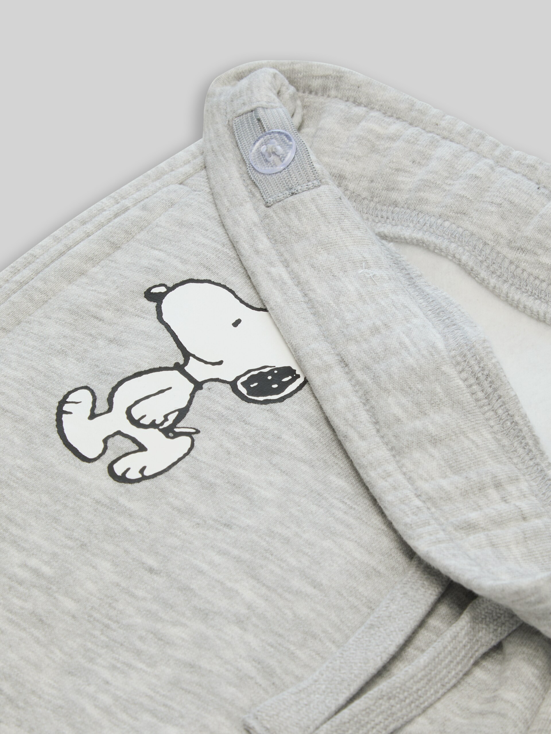 Jogginghose mit Snoopy-Print in Melange-Optik - Light Stone Grey Melange
