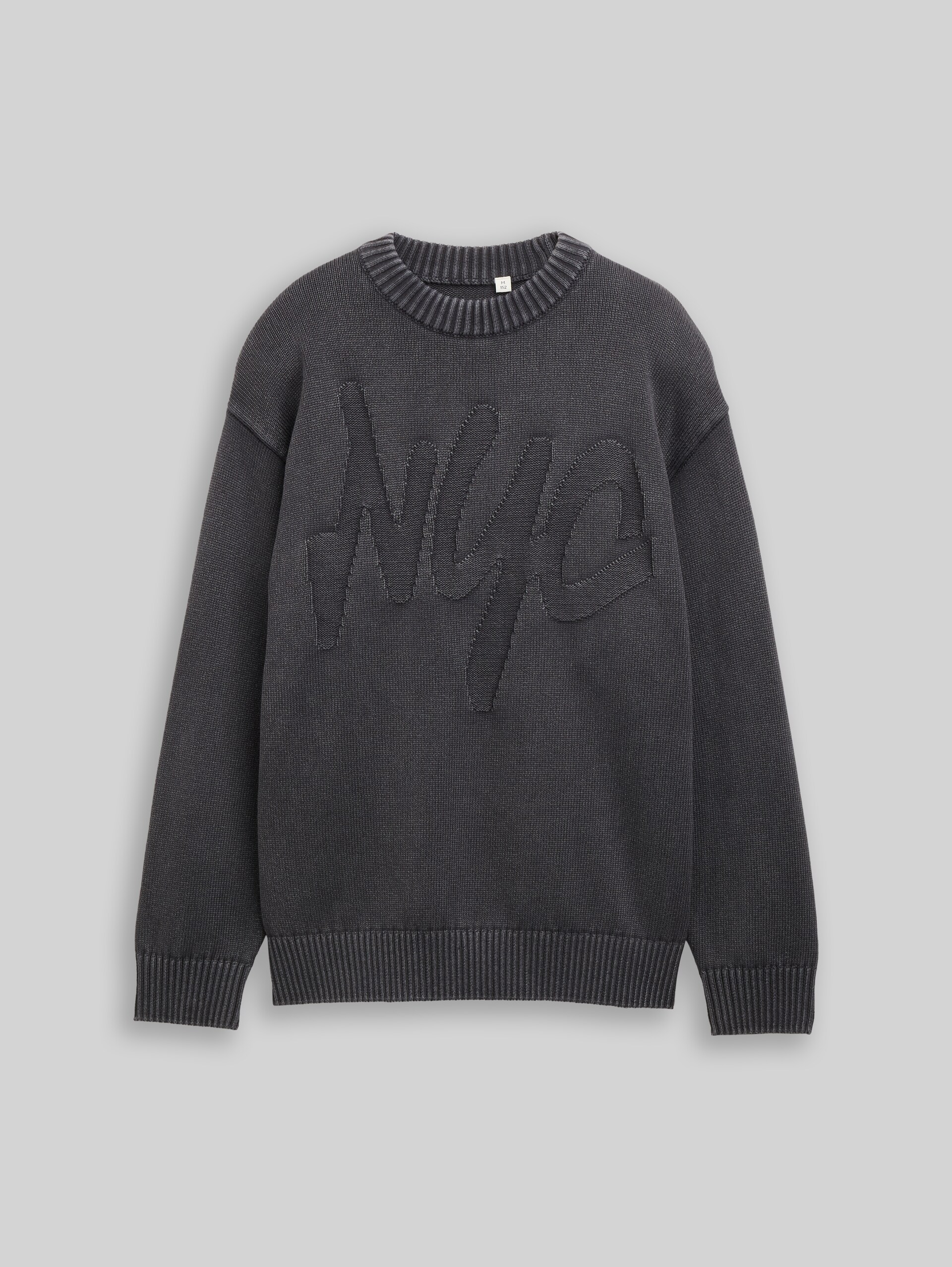 Oversize Strickpullover im Used Look - coal grey