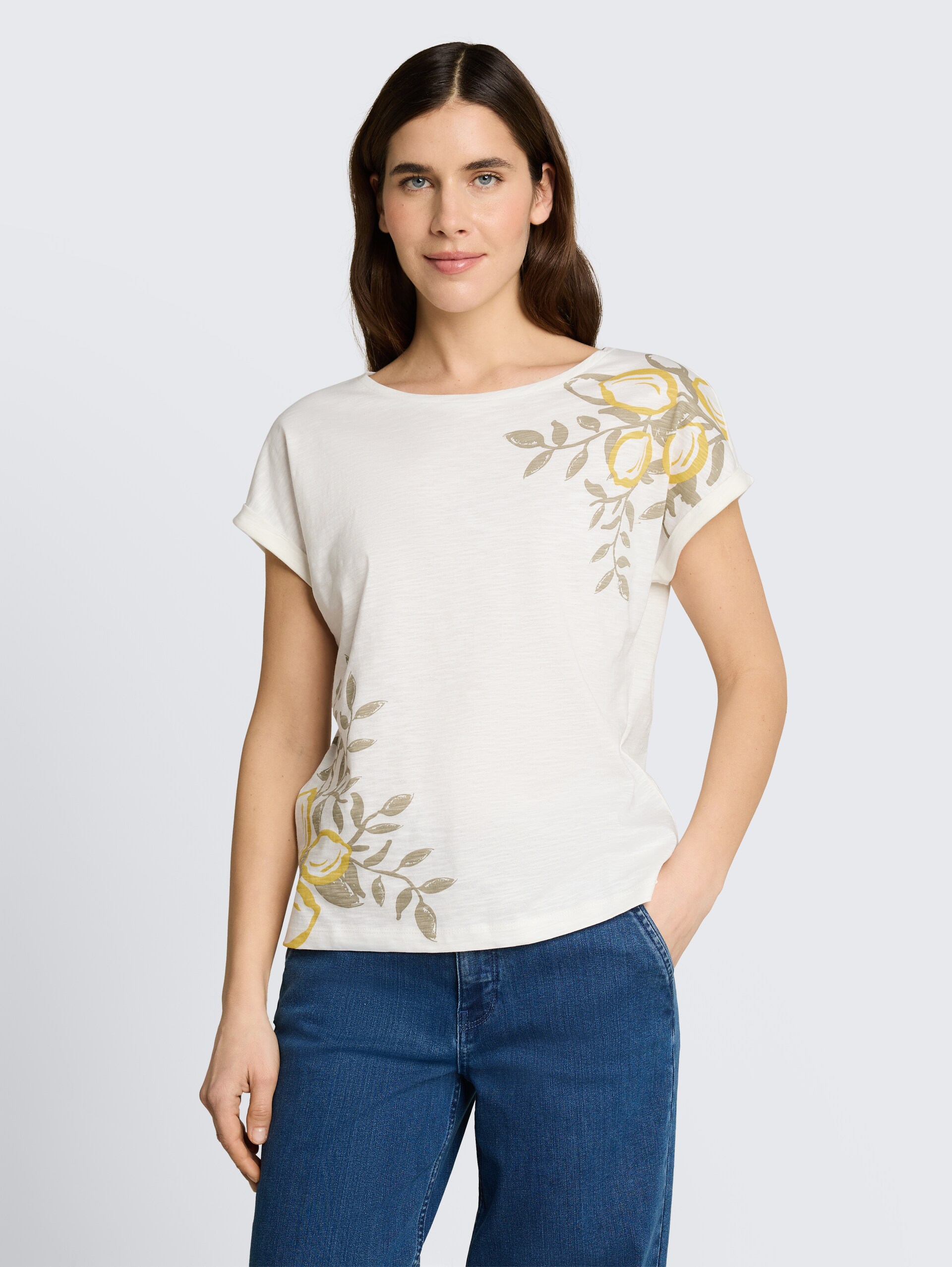 T-shirt met print - Whisper White - Nek model vooraanzicht