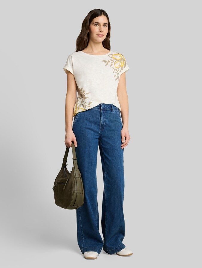 T-Shirt mit Print von Women, Whisper White