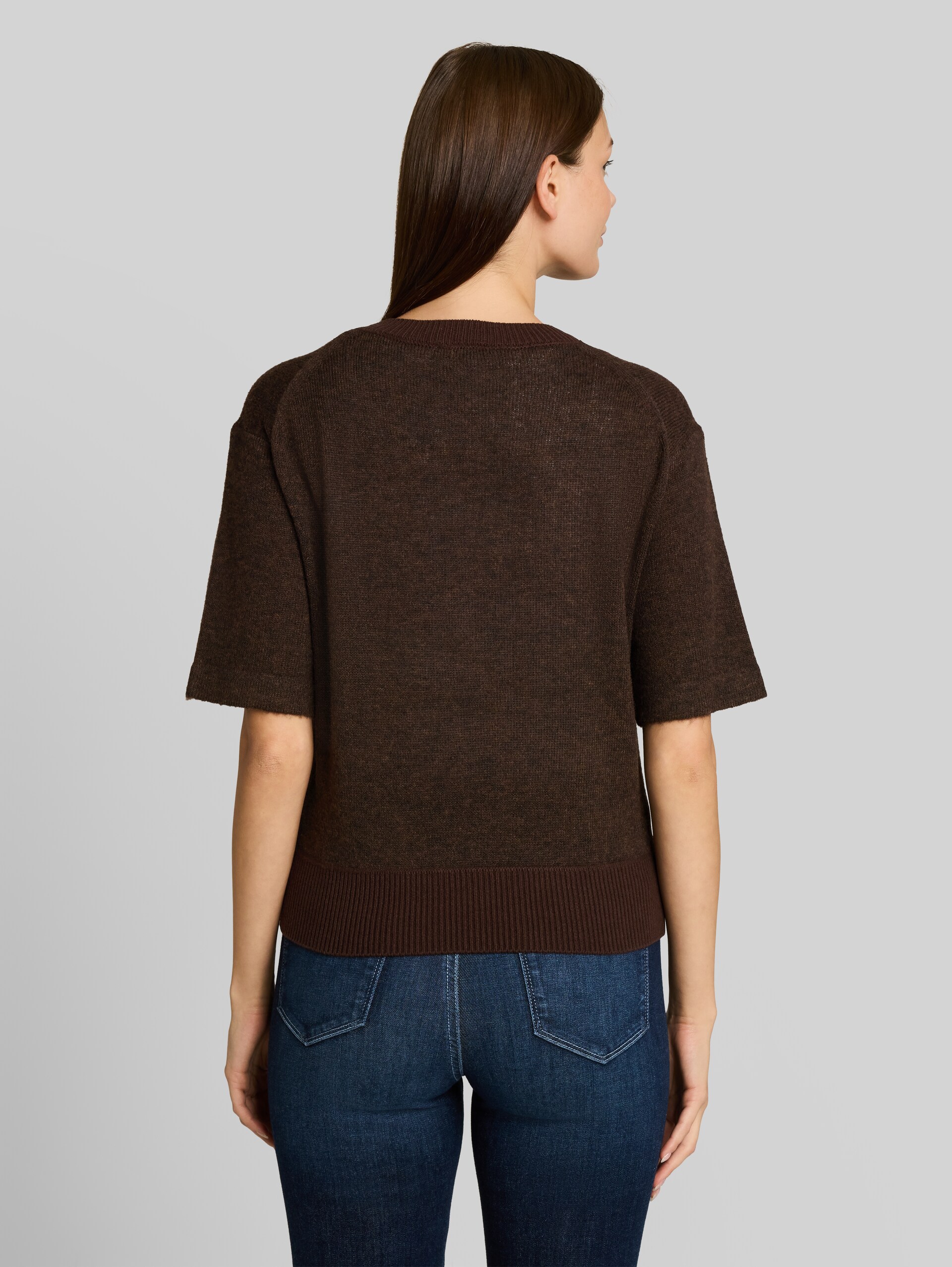 Gezellige gebreide trui met alpaca-aandeel - java dark brown melange