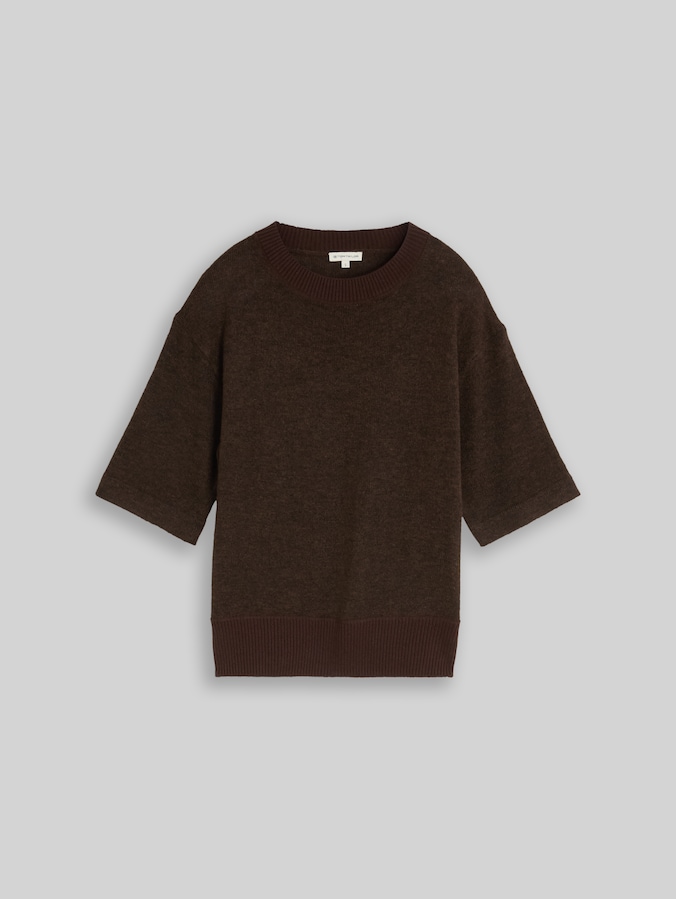 Cosy knitted jumper with alpaca blend by Women, java dark brown melange