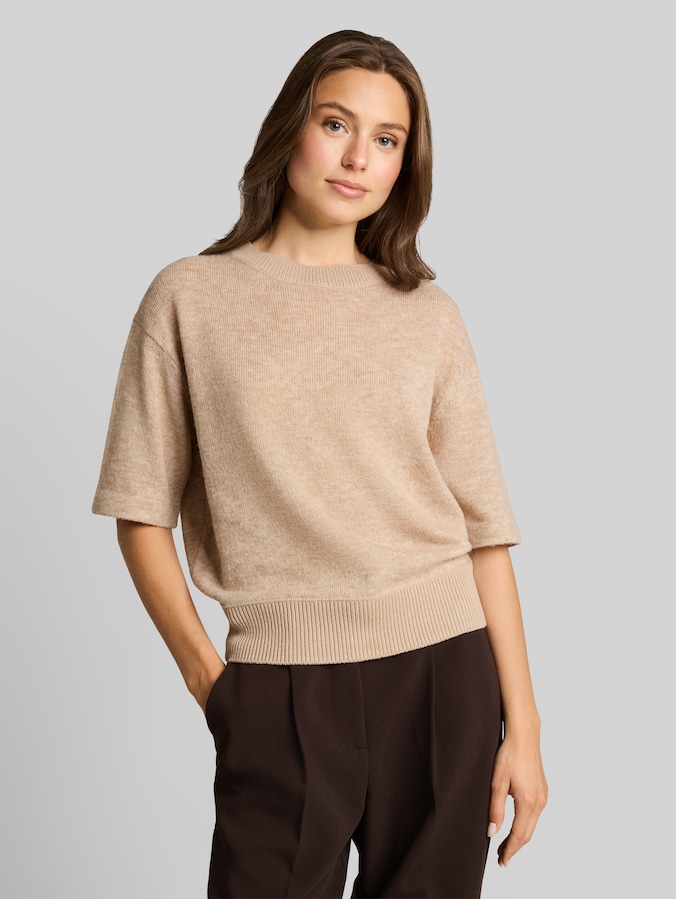 Cosy Strickpullover mit Alpaka-Anteil von Women, gravel beige melange