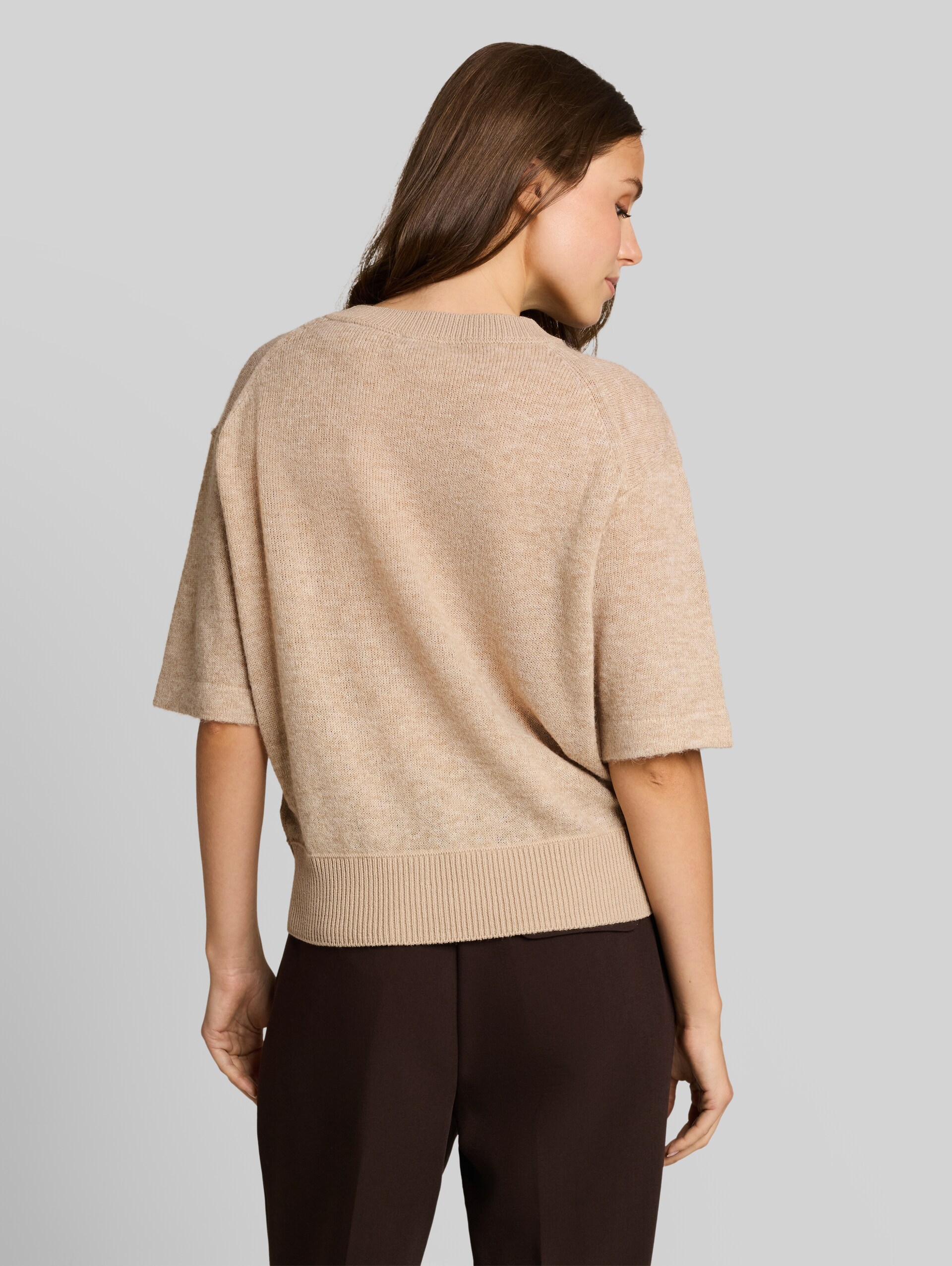 Gezellige gebreide trui met alpaca-aandeel - gravel beige melange