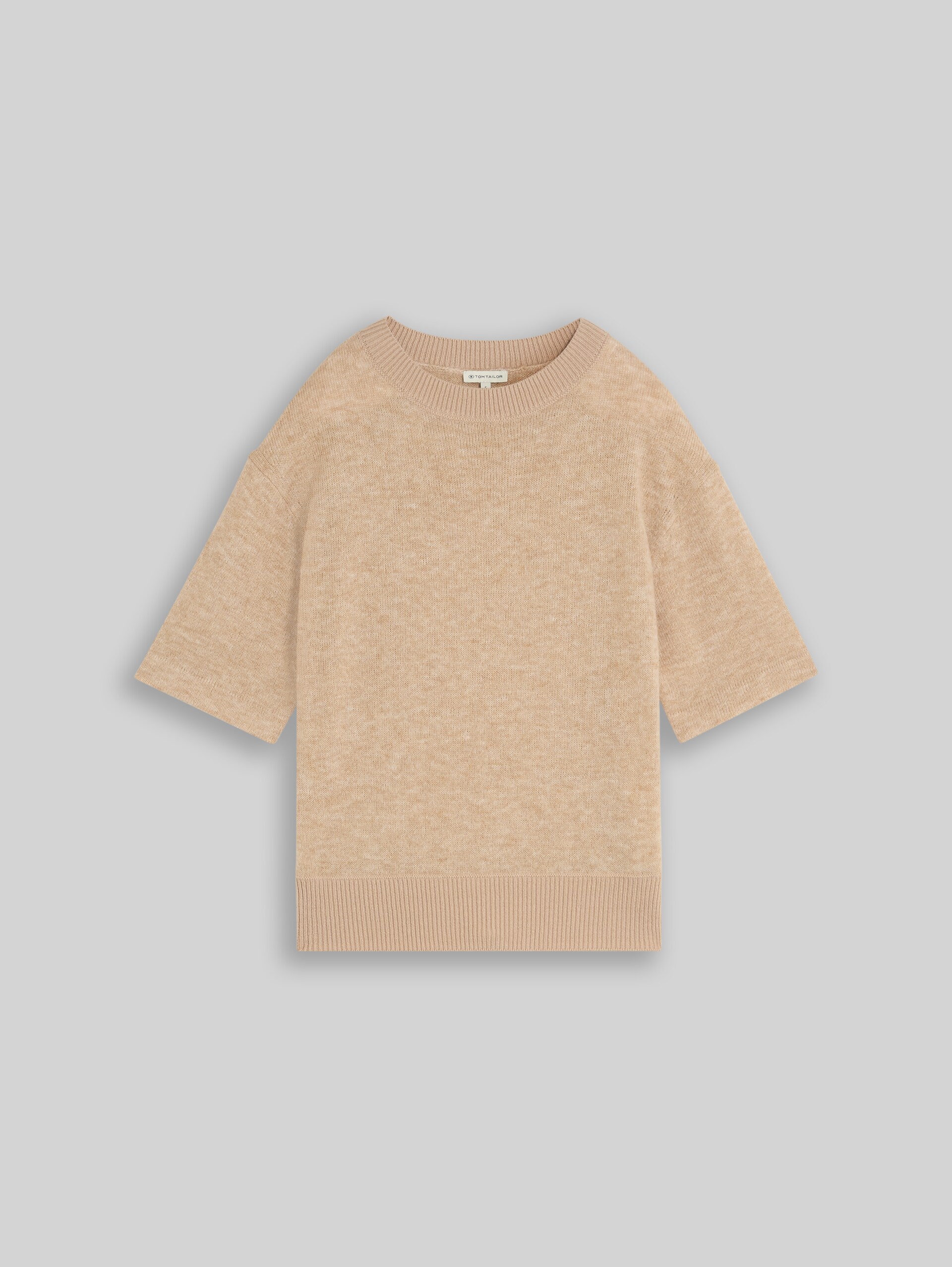 Gezellige gebreide trui met alpaca-aandeel - gravel beige melange