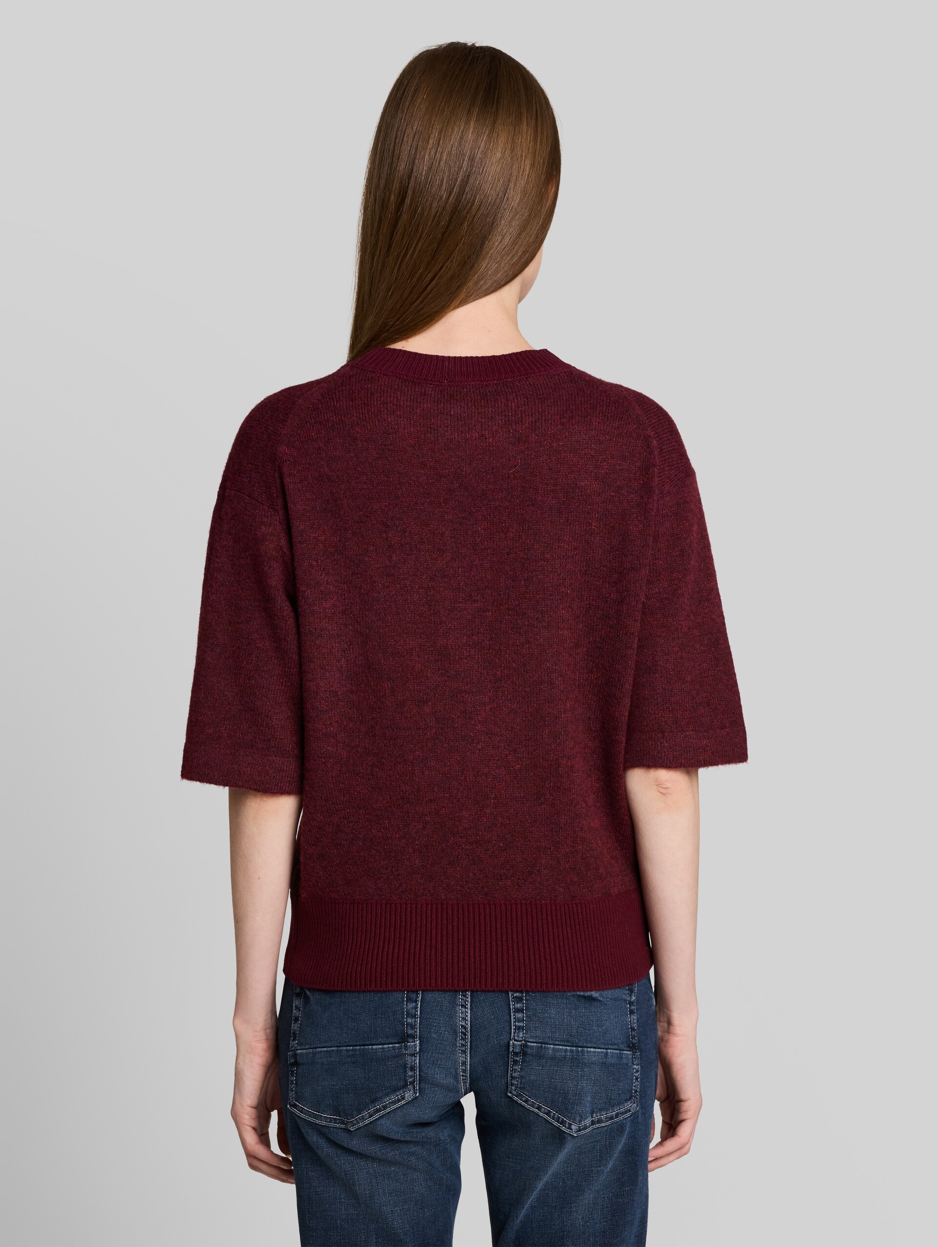 Cosy Strickpullover mit Alpaka-Anteil - preppy plum melange