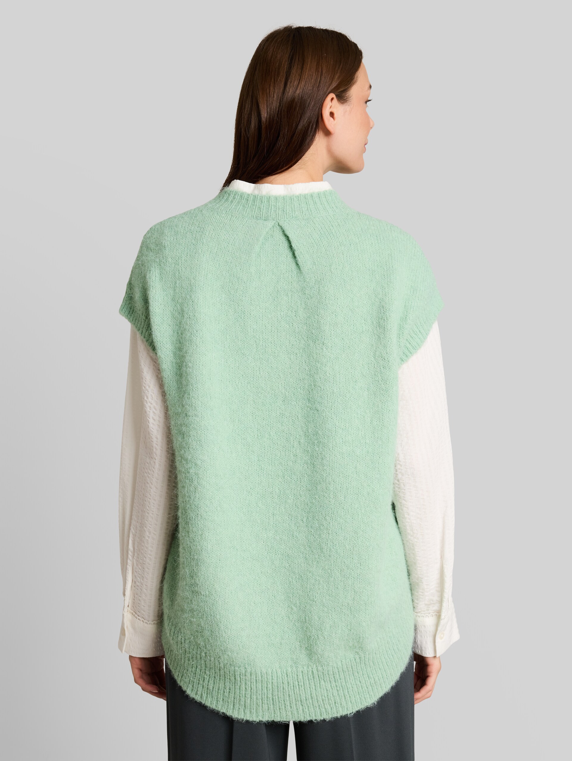 Oversize Pullunder mit Wollanteil - dusty light green melange