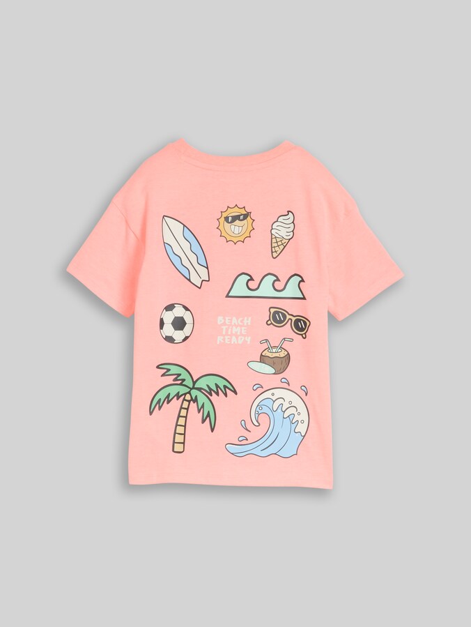 Oversize T-Shirt mit Print von Mini Boys, soft neon pink