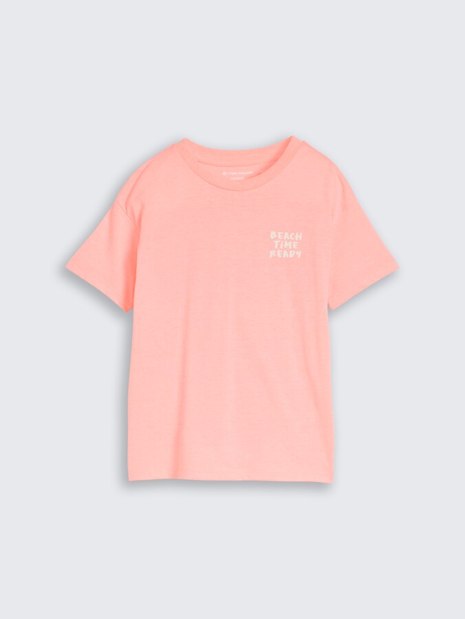 Oversized T-shirt met print op de rug door Mini Boys, soft neon pink