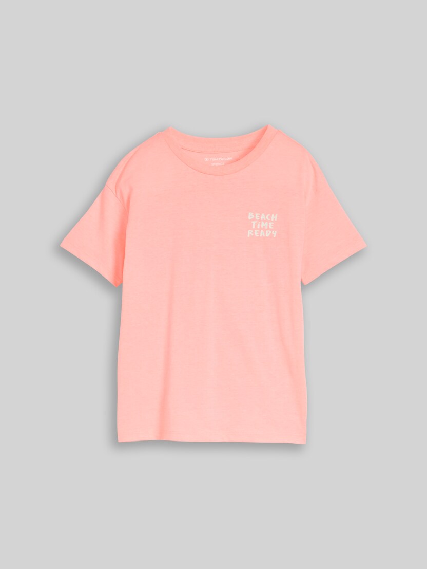 Oversize T-Shirt mit Print von Mini Boys, soft neon pink