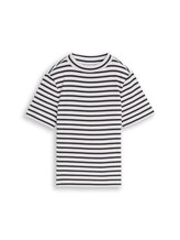 Ausgewählt, Cropped T-Shirt mit Streifenmuster von Tom Tailor, blau