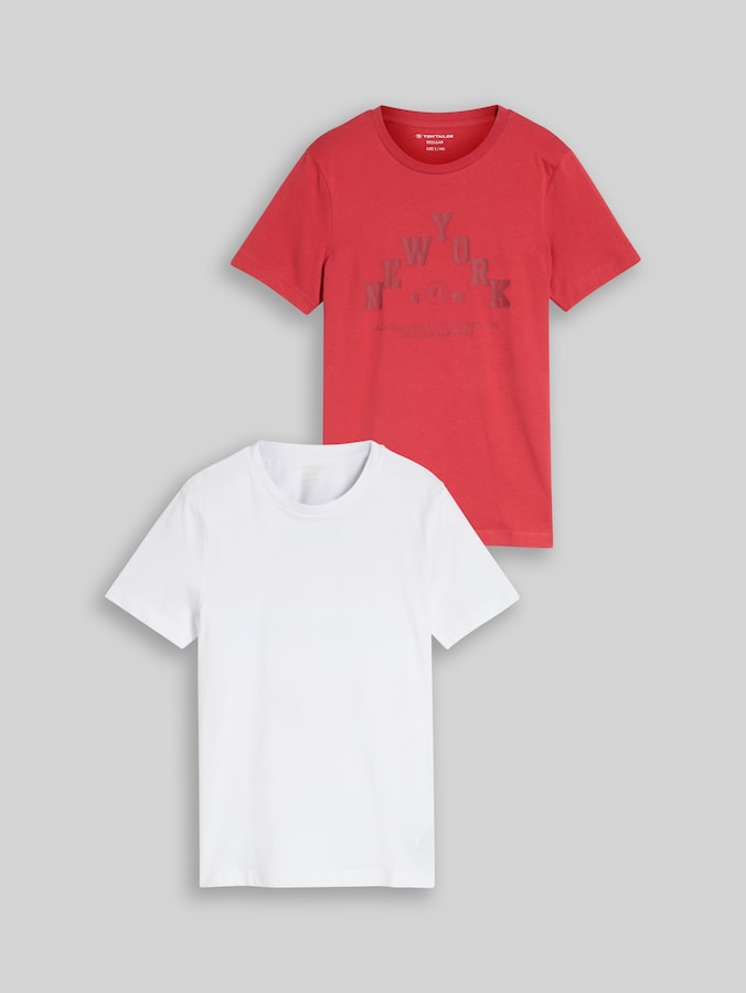 Basic T-shirt in een set van 2 door Teen Boys, fresh cardinal red