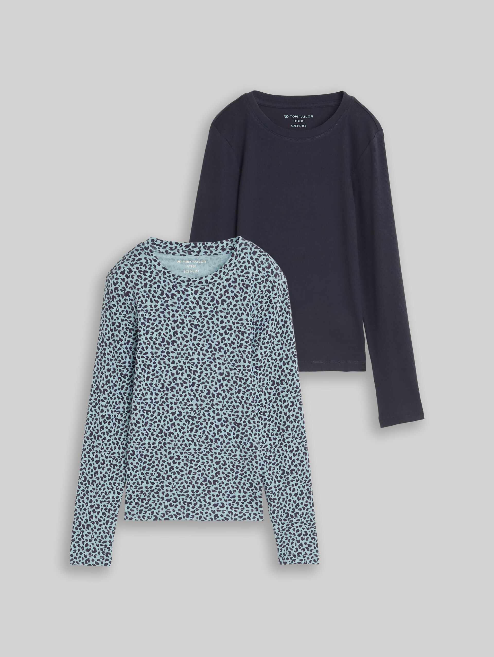 Ripp Langarmshirt im 2er-Pack - Parisien Night Blue - Vorder-Produkt-Ansicht