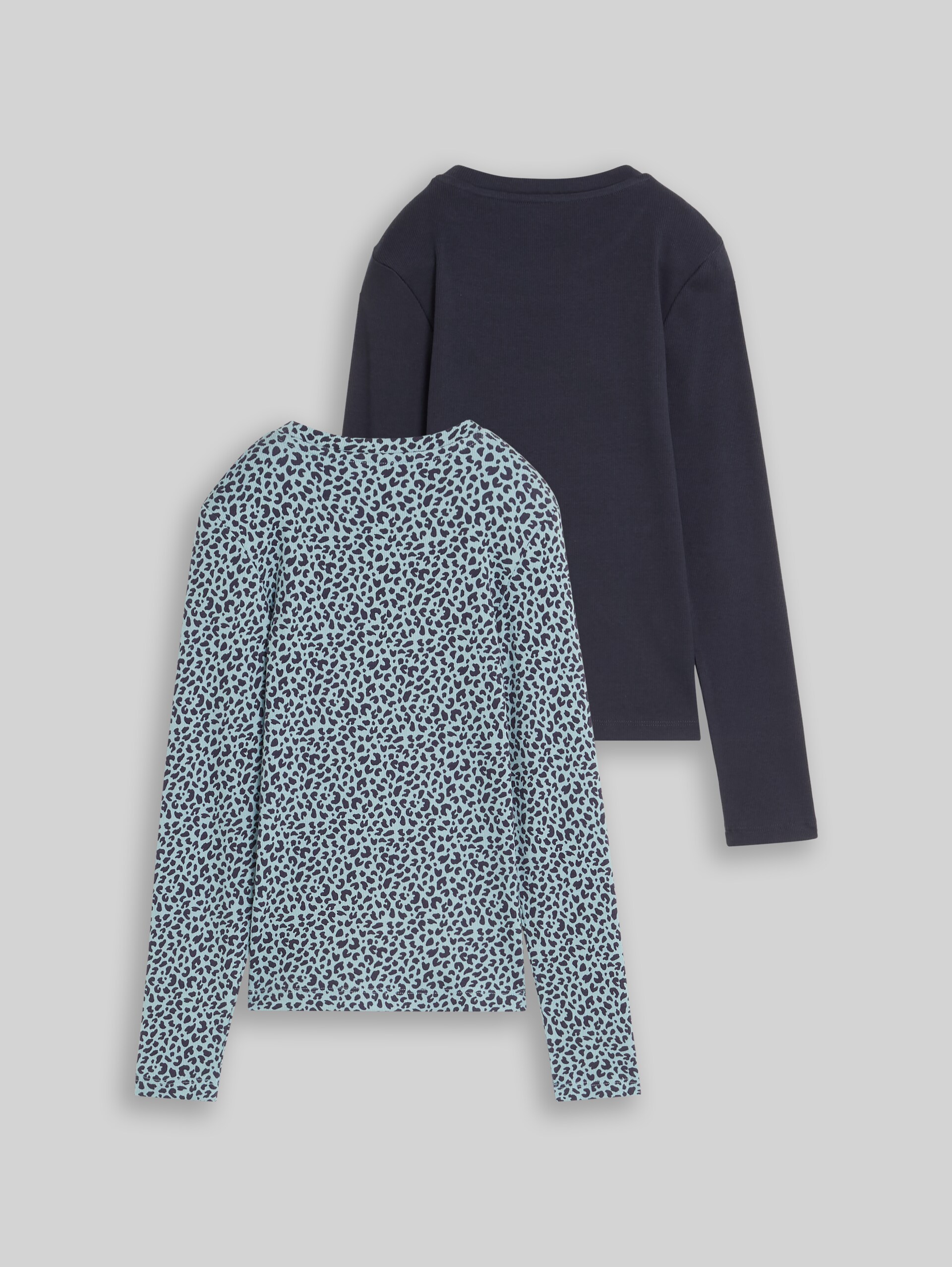 Ripp Langarmshirt im 2er-Pack - Parisien Night Blue