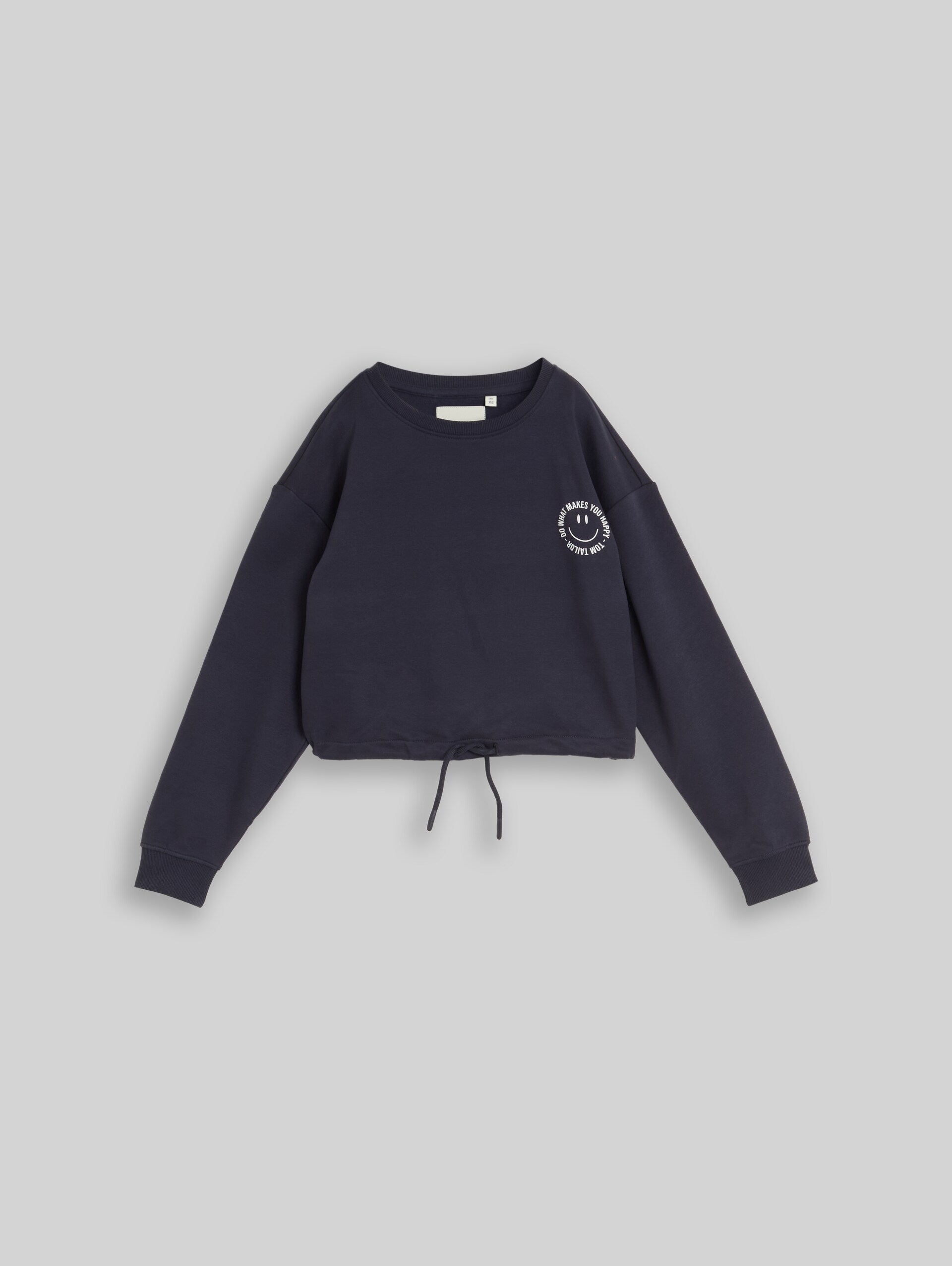 Cropped Sweatshirt mit Print - Parisien Night Blue - Vorder-Produkt-Ansicht