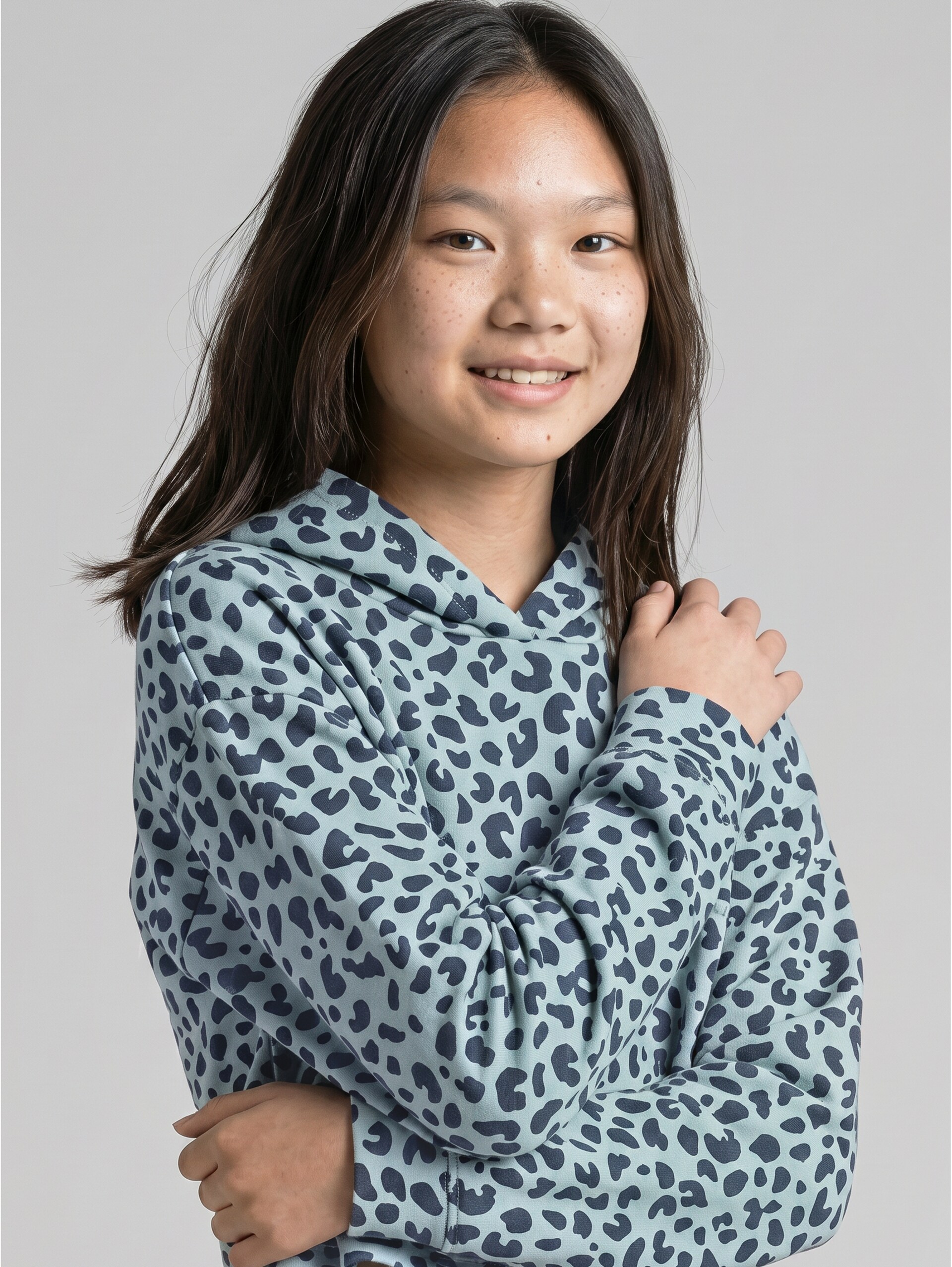 Cropped hoodie - green big leo design