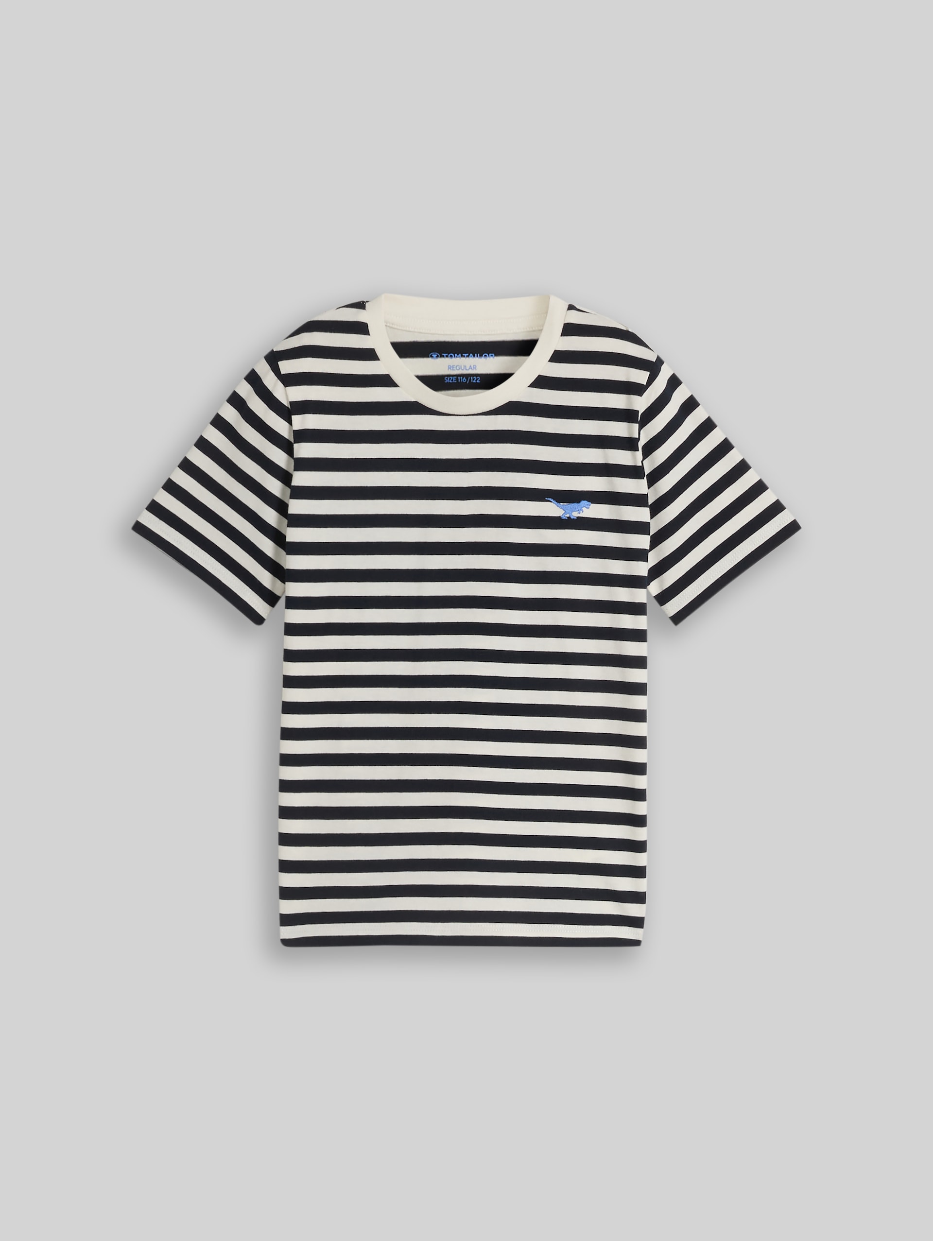 Striped T-shirt - navy off white stripe - Front product view