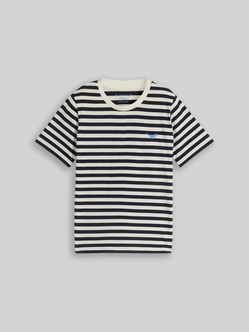 T-Shirt mit Streifenmuster von Mini Boys, navy off white stripe