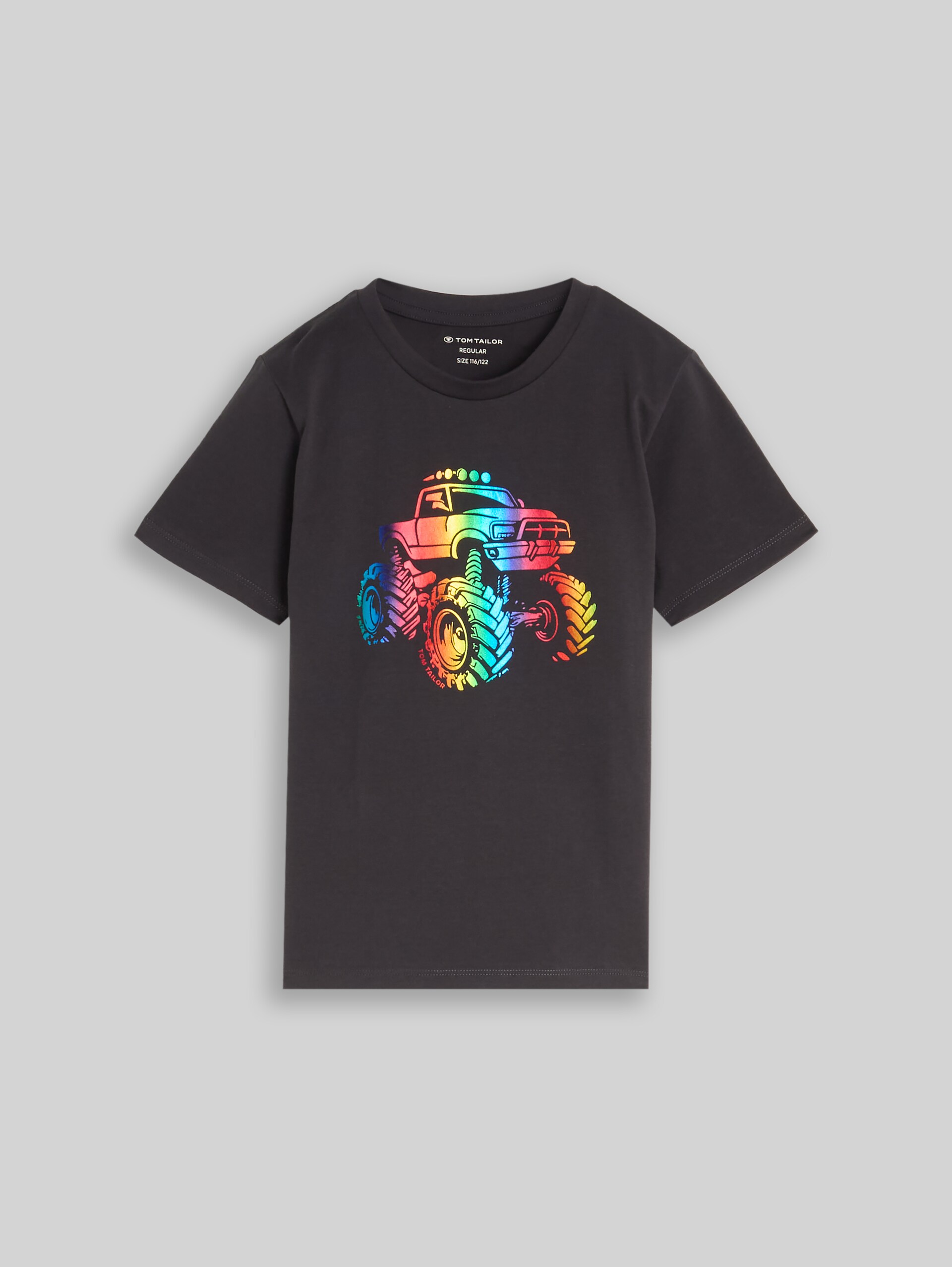 T-shirt with glitter print - coal grey - Front product view