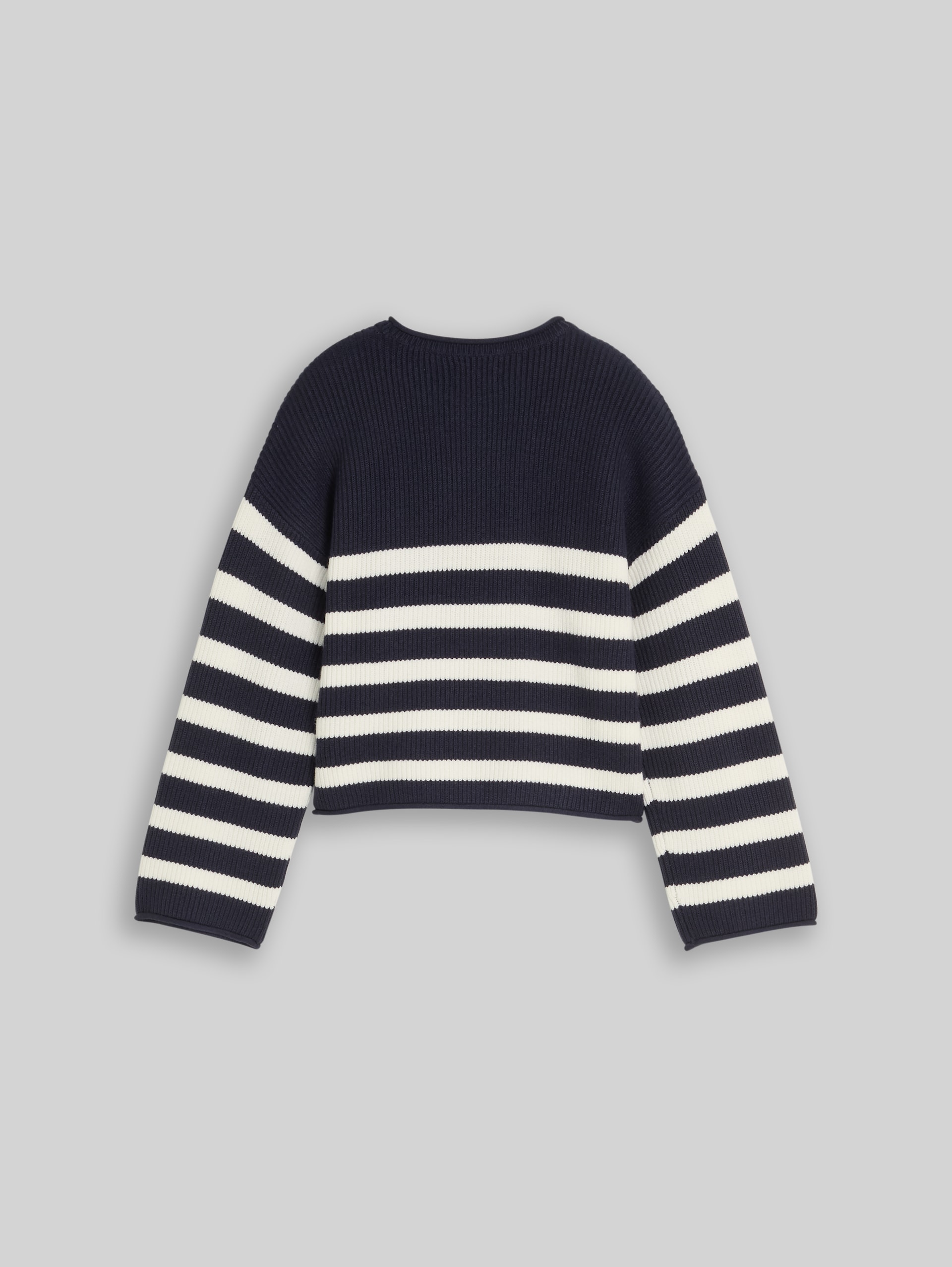Cropped Strickpullover mit Streifenmuster - navy and white block stripe