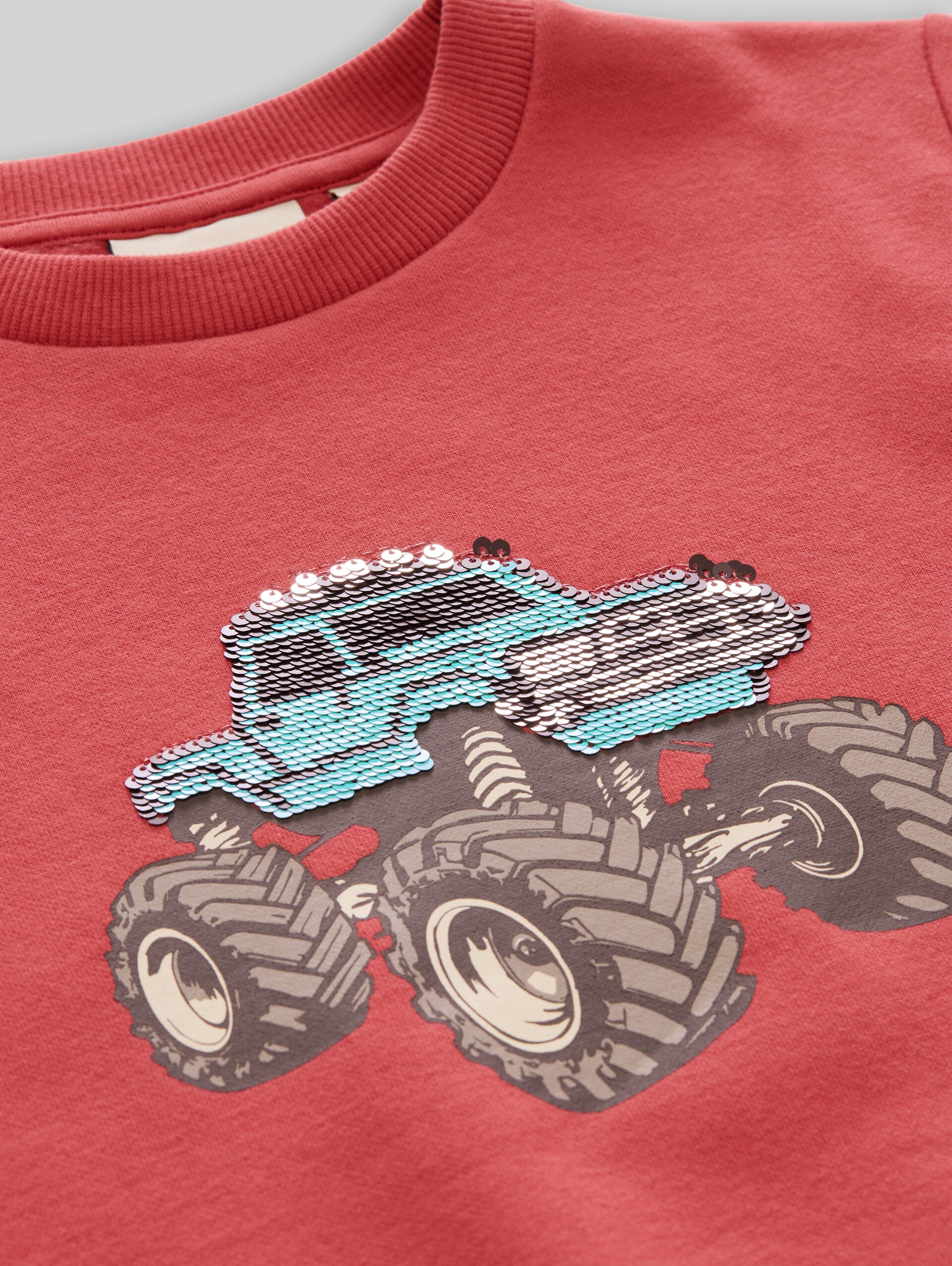 Sweatshirt with reversible sequins - Berry Red - Detail model view