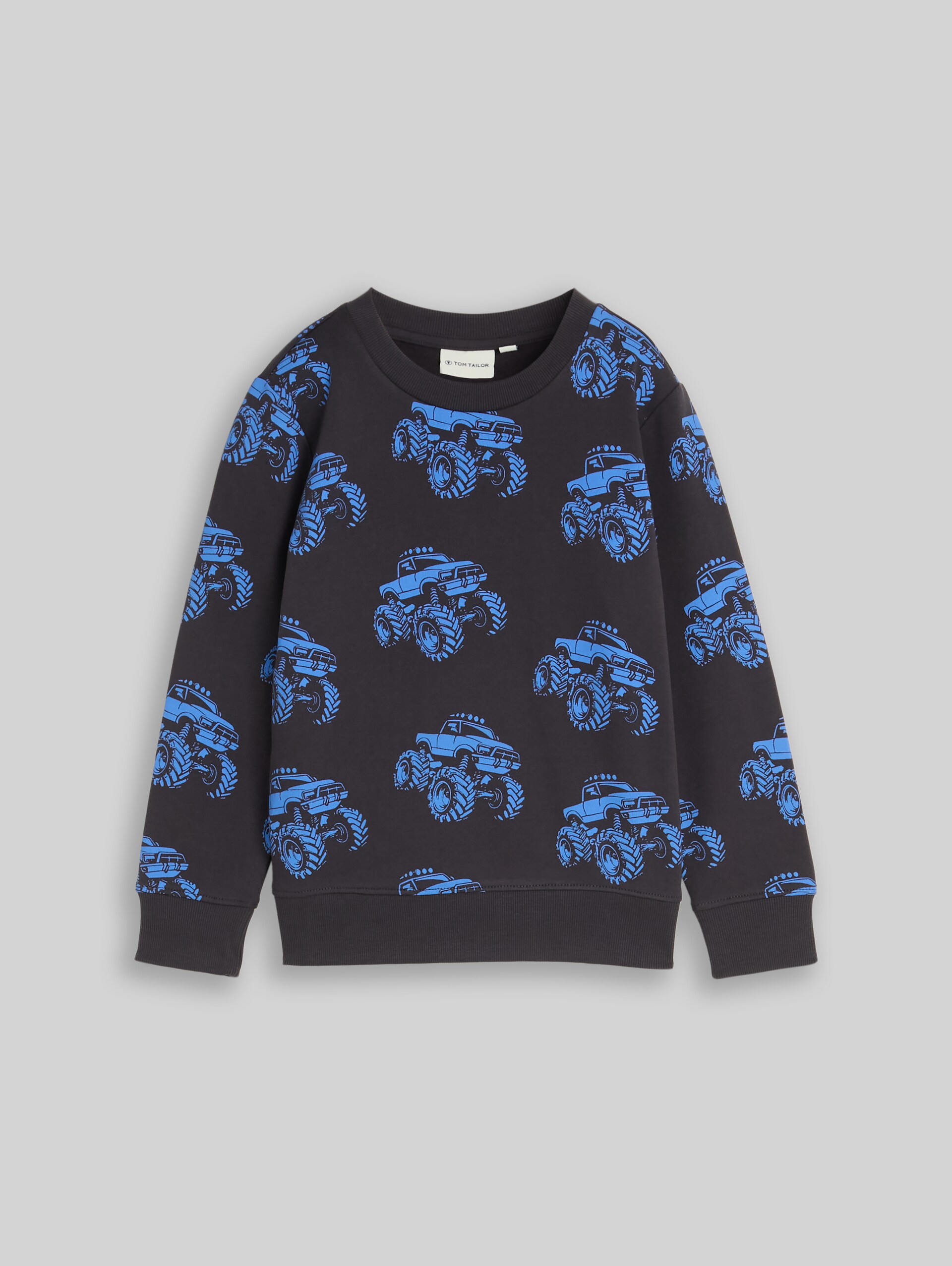 Sweatshirt met all-over print - grey blue monster truck design - Product vooraanzicht