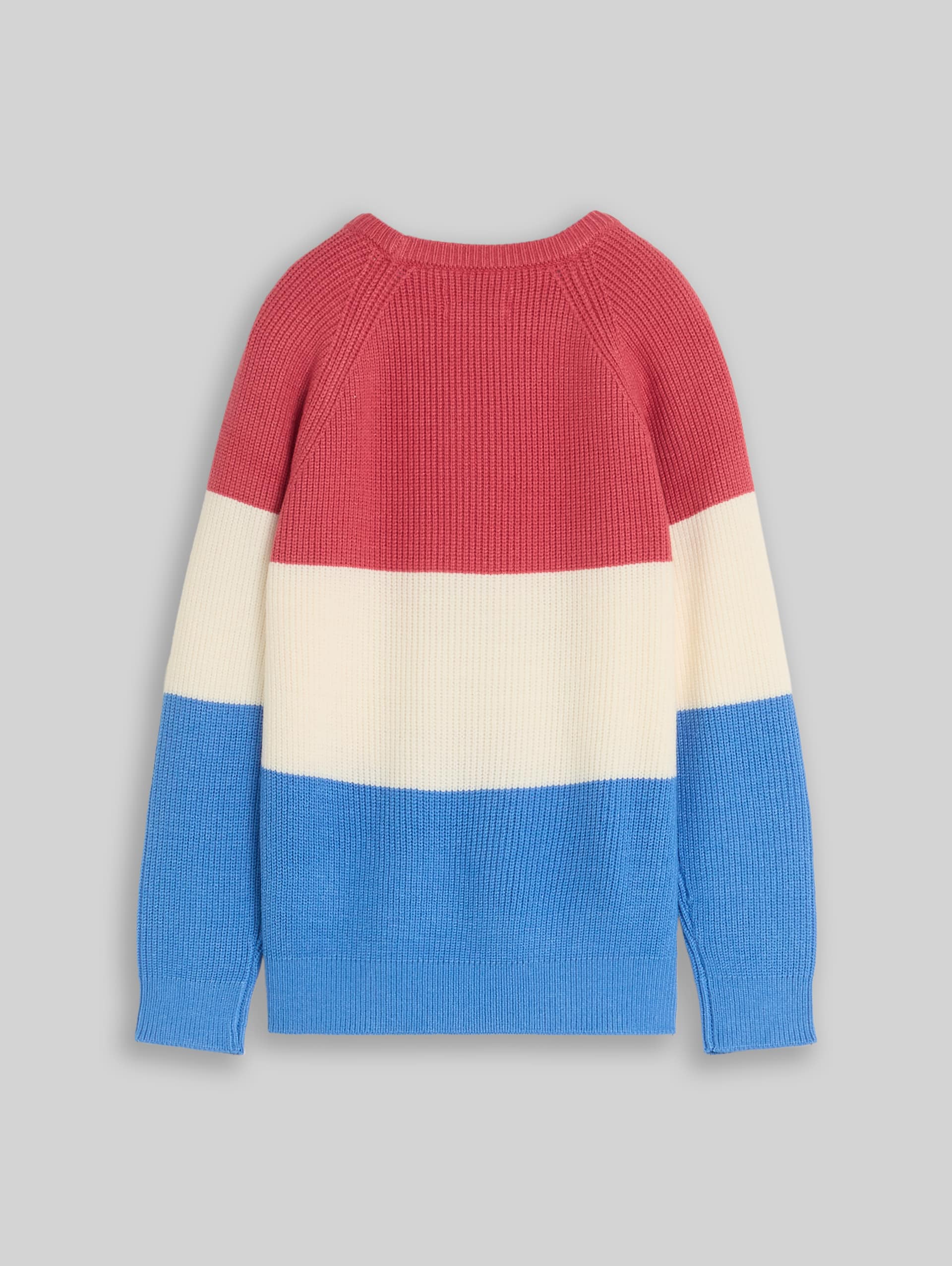Gebreide trui met ronde hals - soft blue and red block stripe