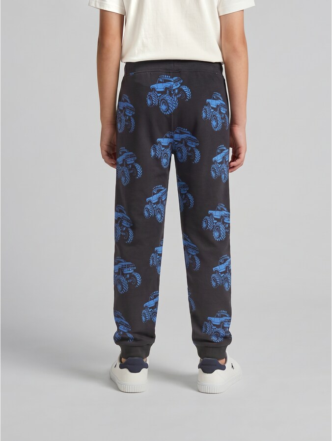 Pantalon de jogging basique à motif par Mini Boys, grey blue monster truck design