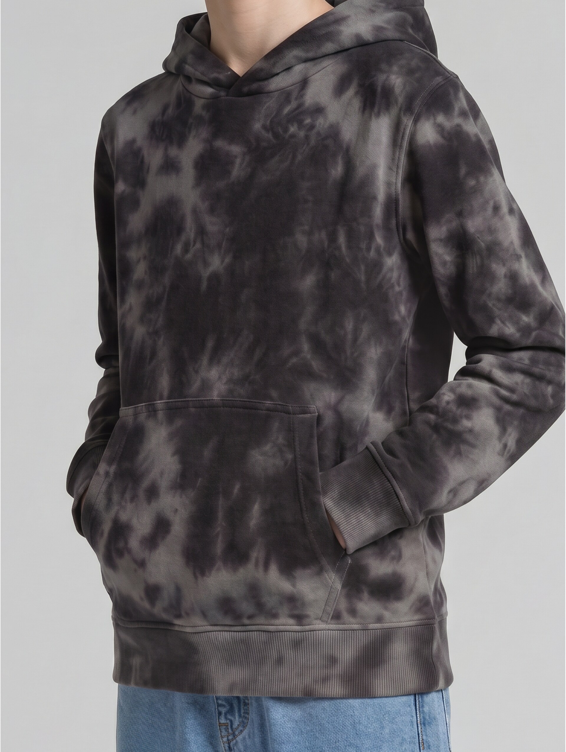 Hoodie Sweatshirt mit Batikmuster - dark grey tie dye