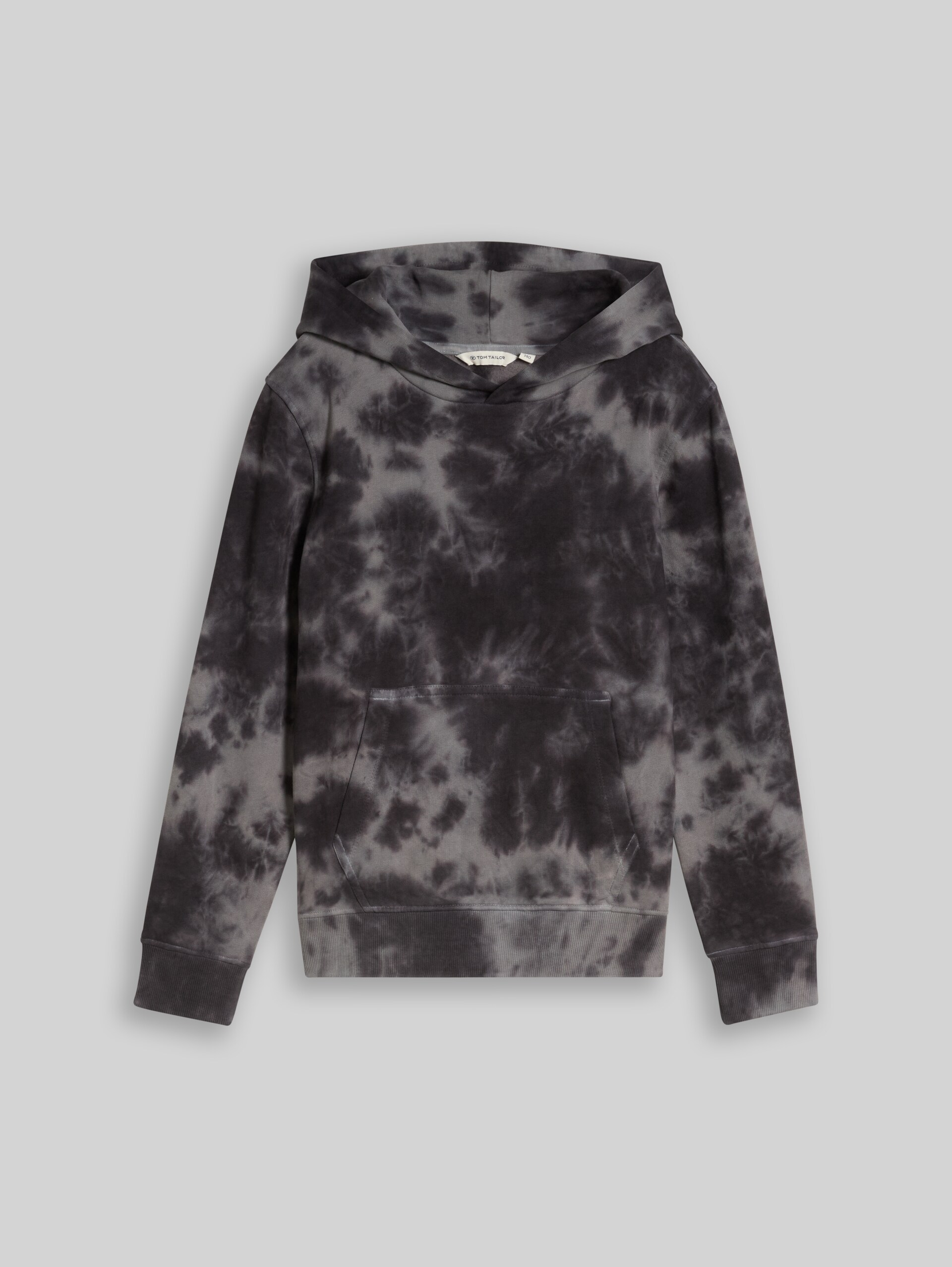 Hoodie sweatshirt with batik pattern - dark grey tie dye - Front product view