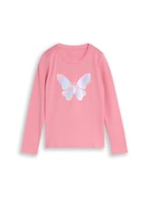 Ausgewählt, Langarmshirt mit Glitzer von Tom Tailor, rosa