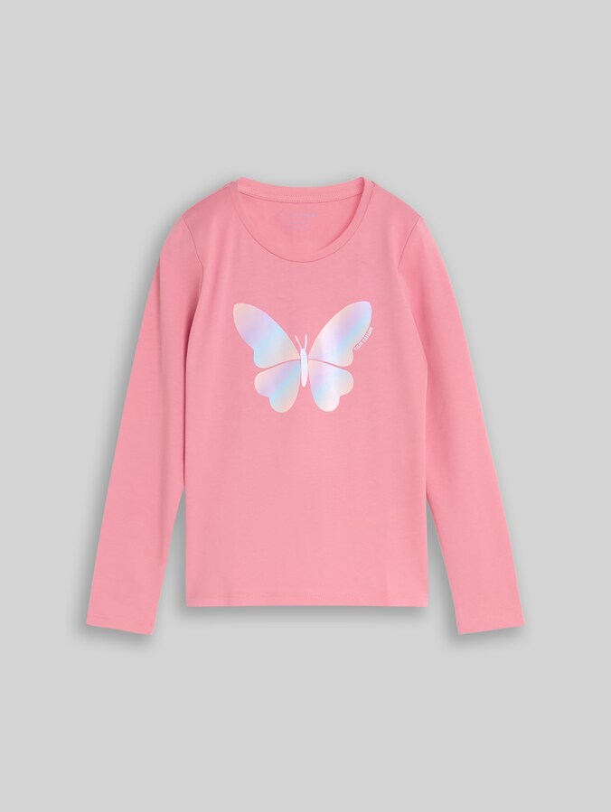 Langarmshirt mit Glitzer von Mini Girls, smooth rose